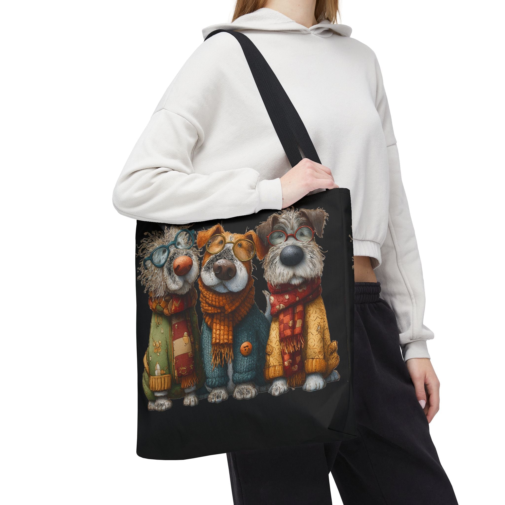 Three Cozy Dogs Tote Bag | Cute Winter Dogs Illustration