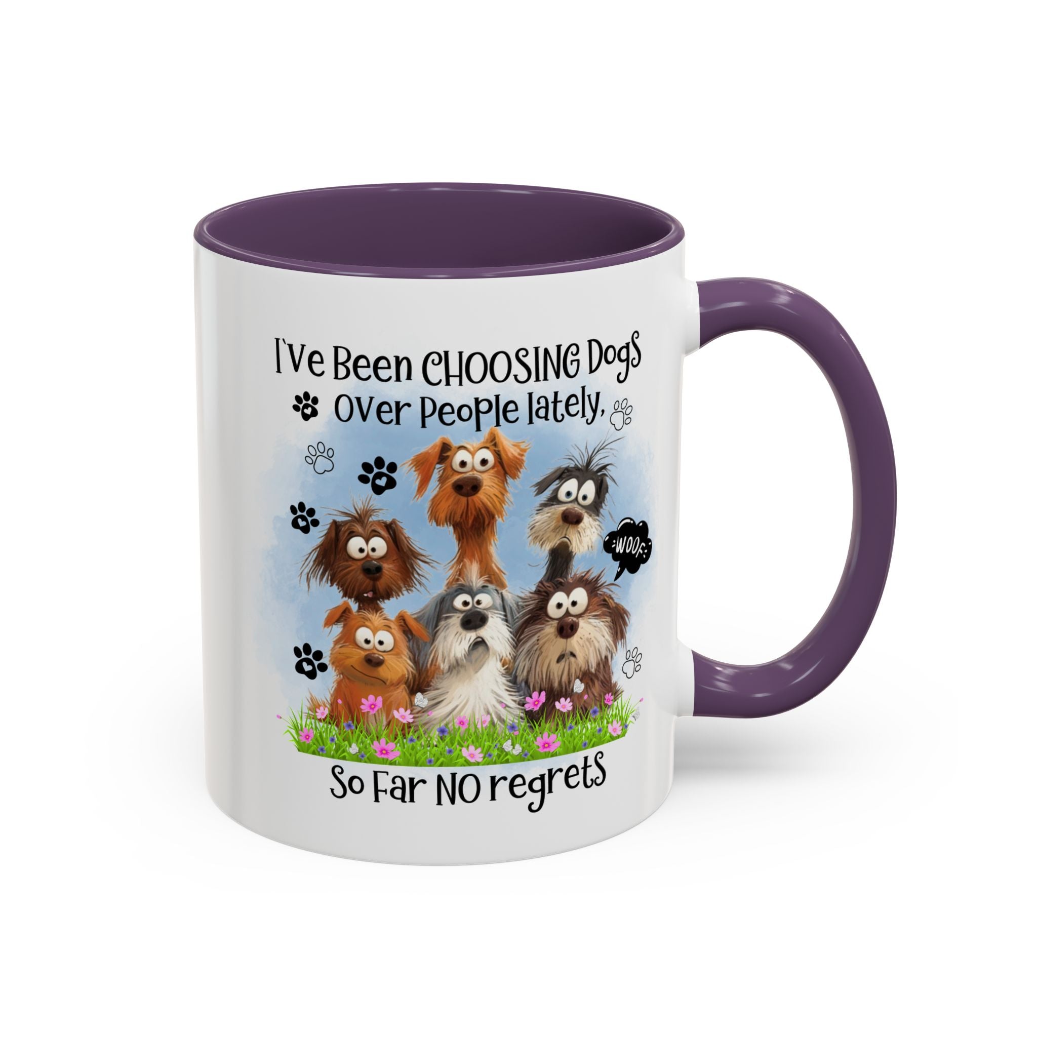 Choosing Dogs Over People Mug | Funny Cute Cartoon Dogs, 11oz 15oz Accent Coffee Mug