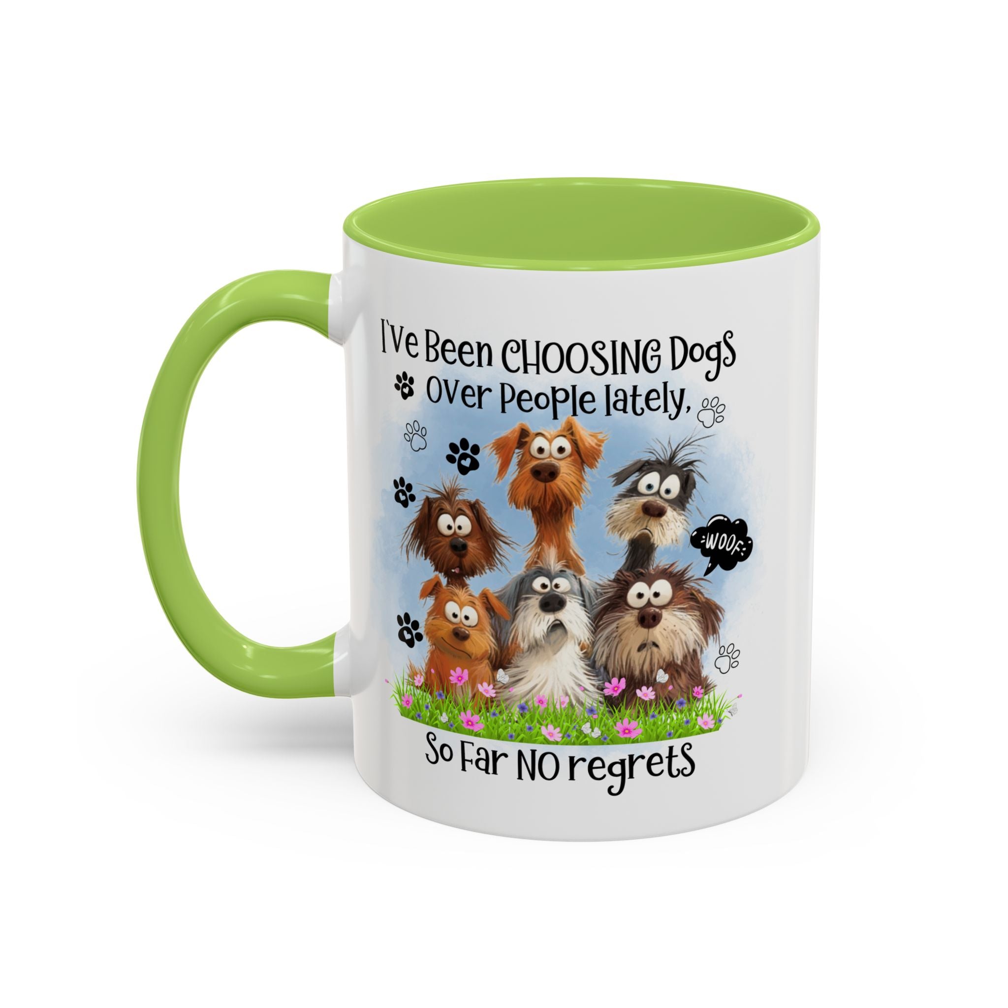 Choosing Dogs Over People Mug | Funny Cute Cartoon Dogs, 11oz 15oz Accent Coffee Mug