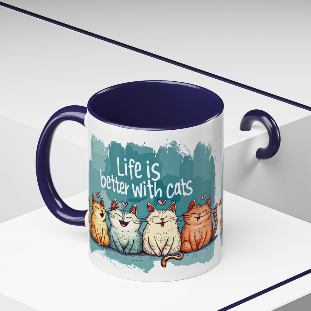 Life Is Better With Cats Coffee Mug | Accent Two-Tone Mug