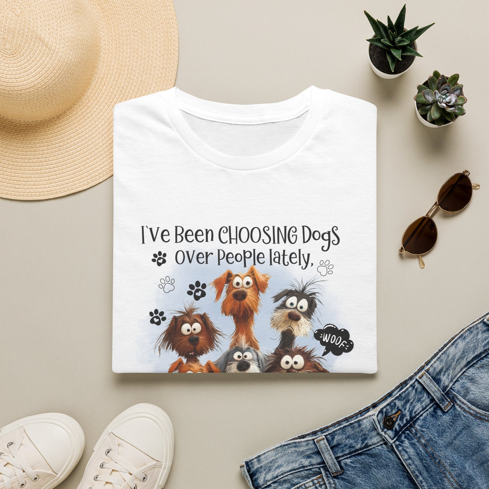 Choosing Dogs Over People T-Shirt | Cute Cartoon Dogs, Paw Print Design