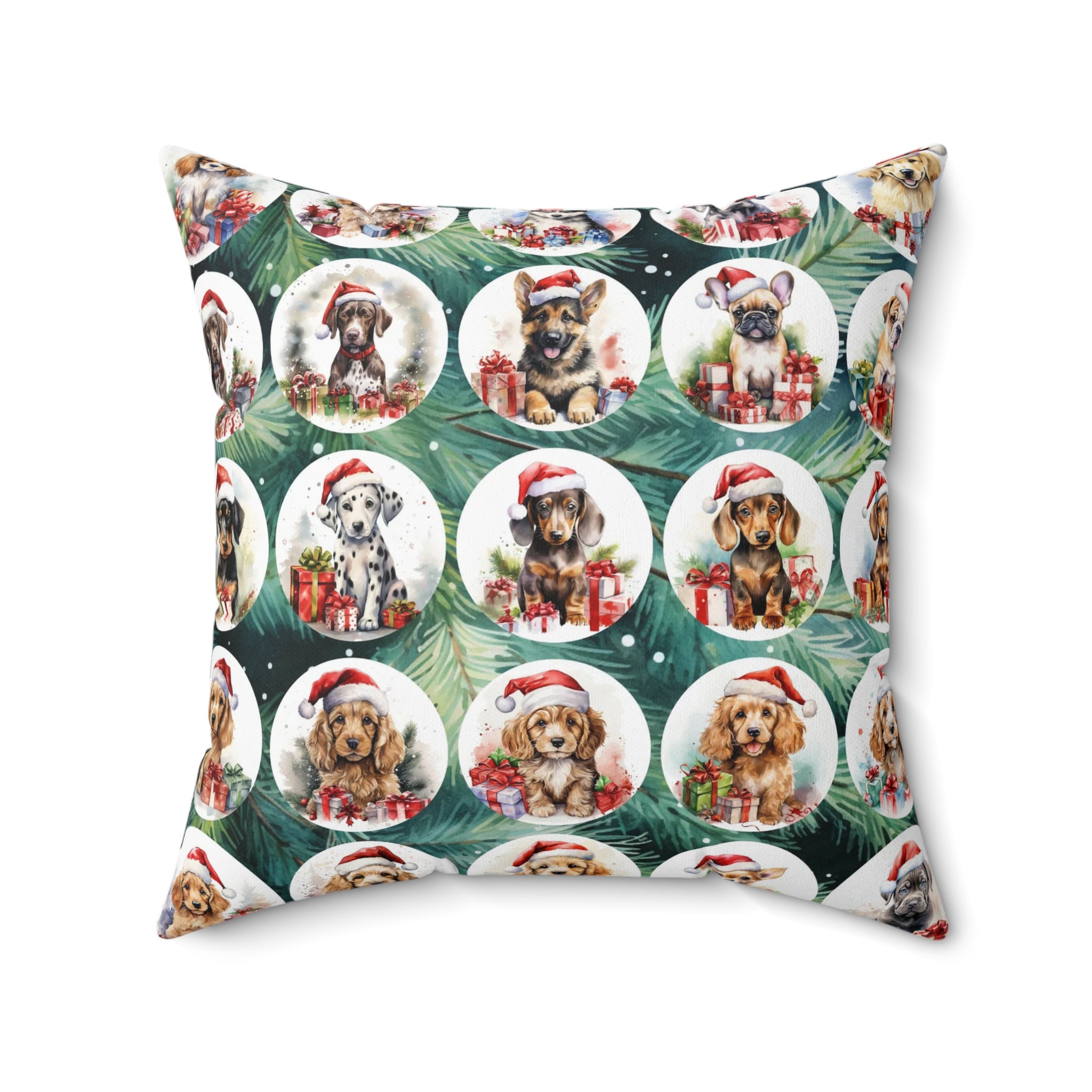 Christmas Puppy Ornaments pillow | Square Pillow, Holiday Dogs Pattern