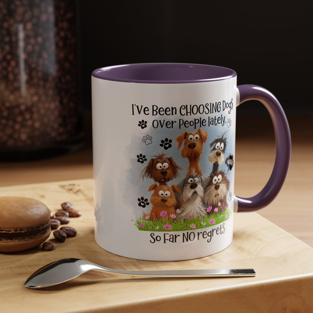 Choosing Dogs Over People Mug | Funny Cute Cartoon Dogs, 11oz 15oz Accent Coffee Mug