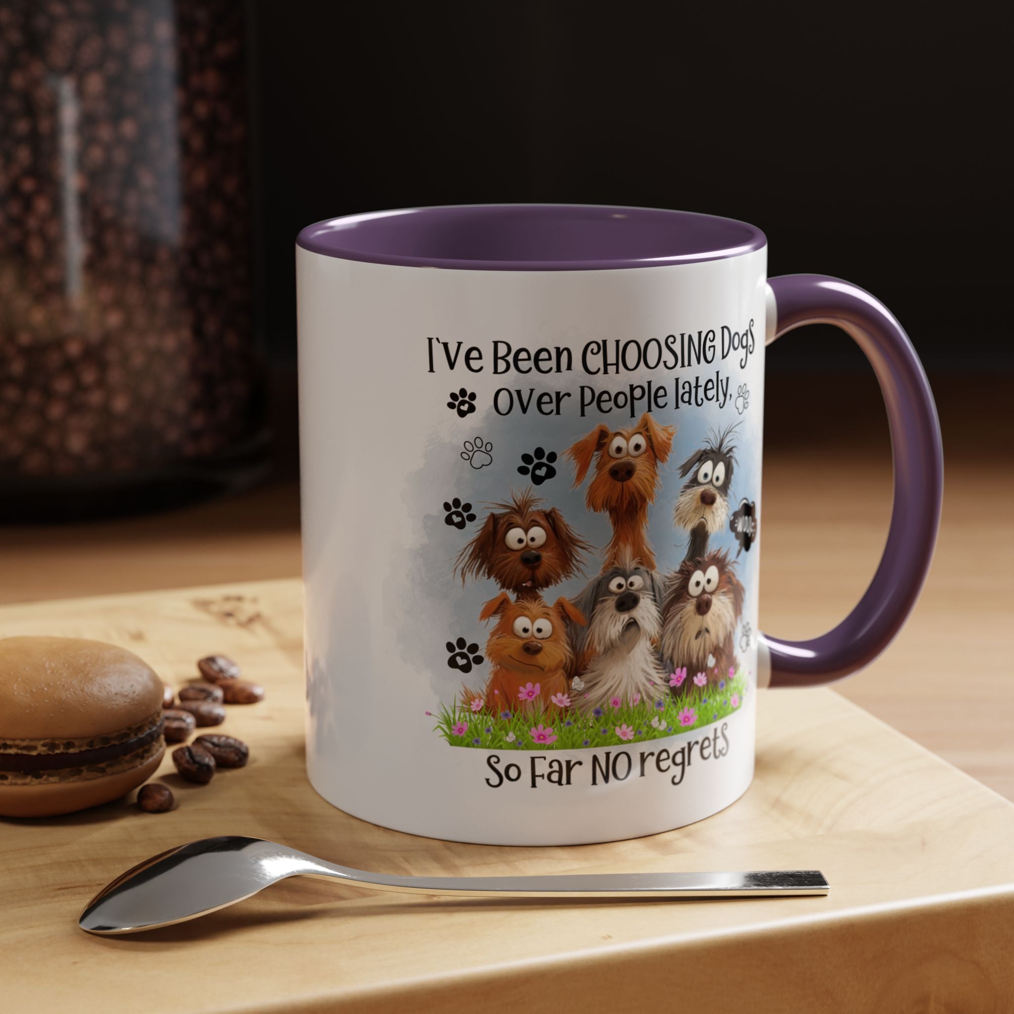 Choosing Dogs Over People Mug | Funny Cute Cartoon Dogs, 11oz 15oz Accent Coffee Mug