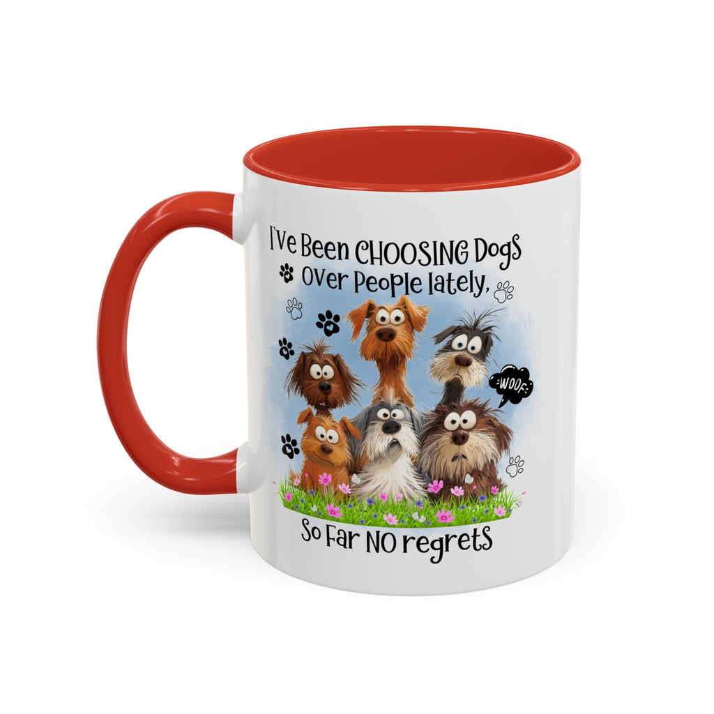 Choosing Dogs Over People Mug | Funny Cute Cartoon Dogs, 11oz 15oz Accent Coffee Mug