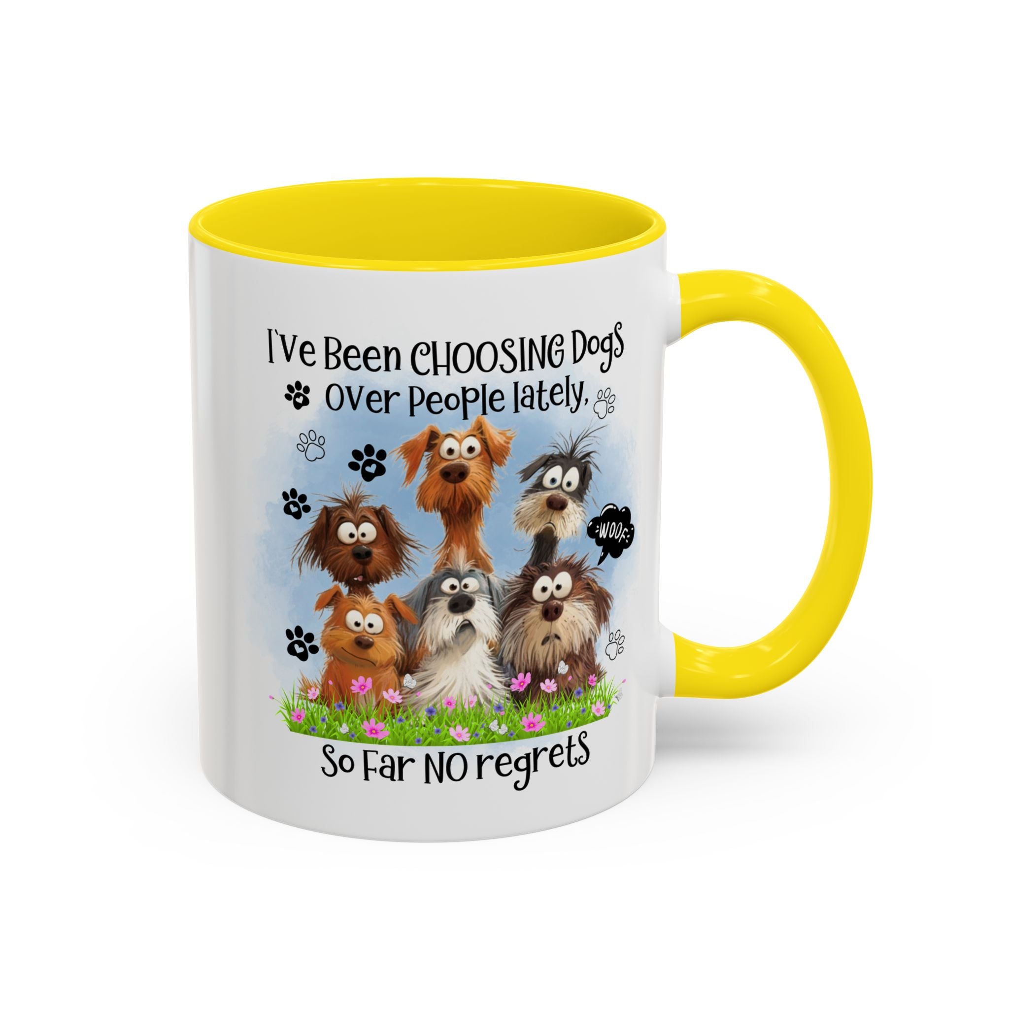 Choosing Dogs Over People Mug | Funny Cute Cartoon Dogs, 11oz 15oz Accent Coffee Mug