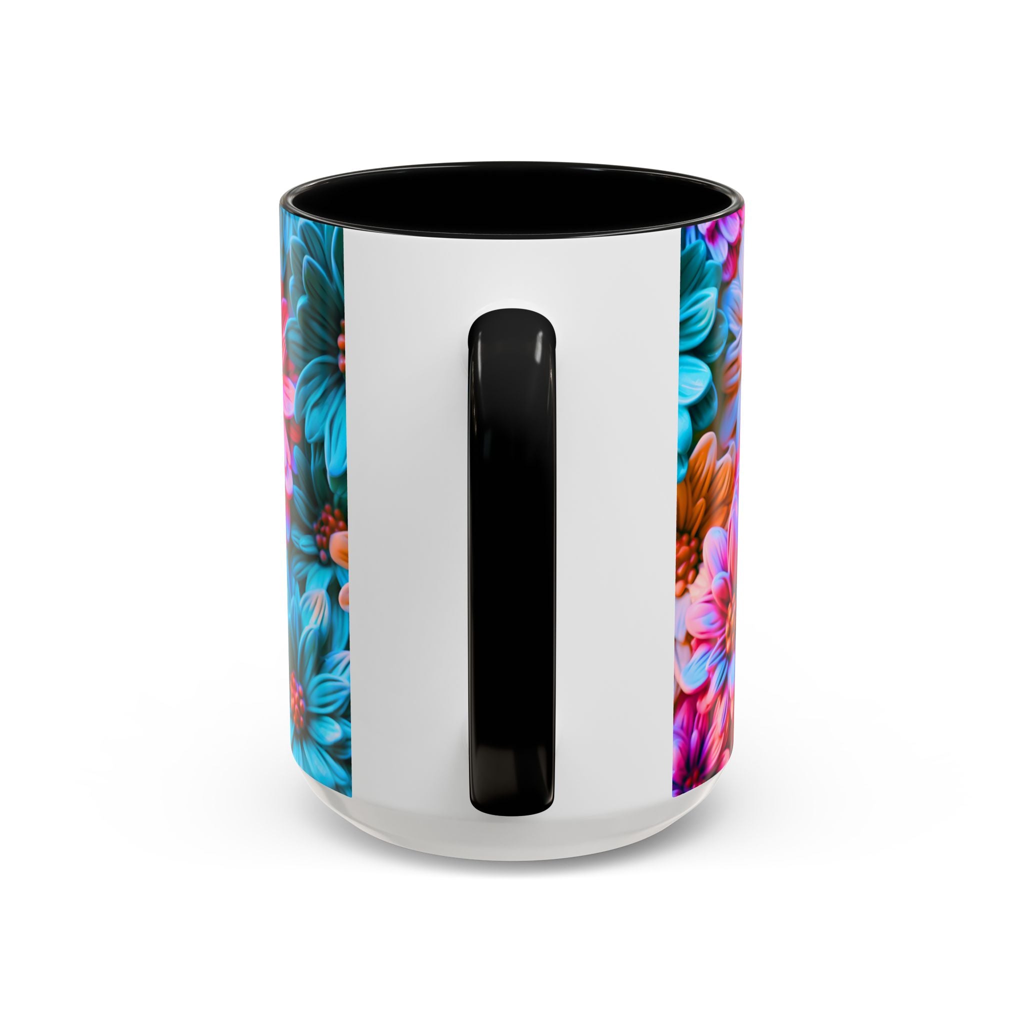 Vibrant Dahlia Floral Accent Mug | 11oz 15oz Ceramic Coffee Mug