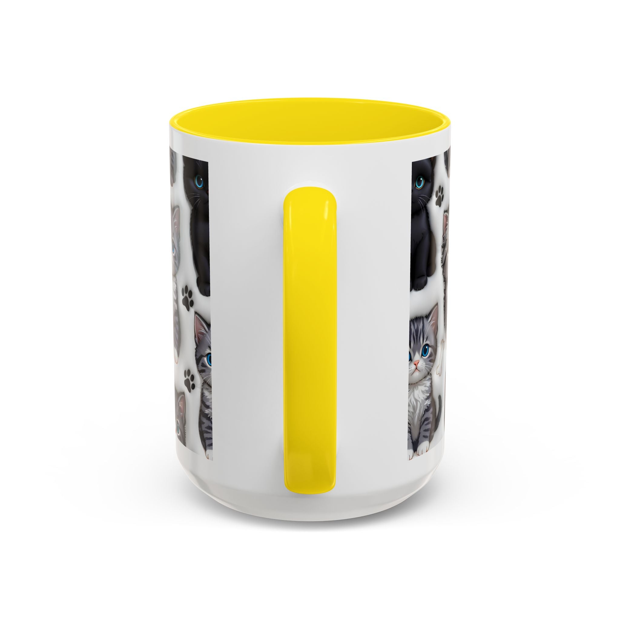 Cute Kitten Pattern Accent Coffee Mug | Cat Paw Print Design