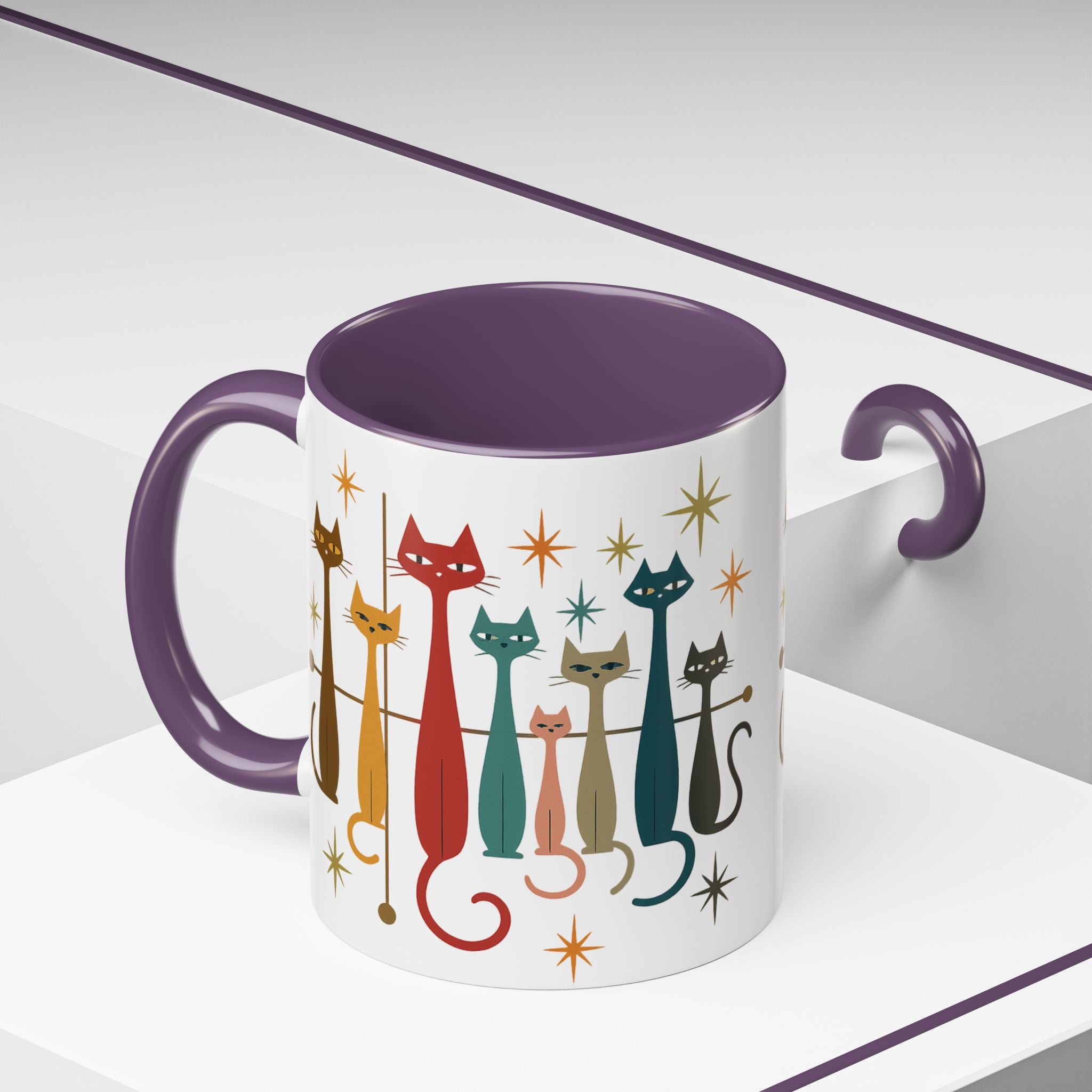 Retro Mid-Century Cats 1950s 1960s Accent Coffee Mug | 11oz 15oz