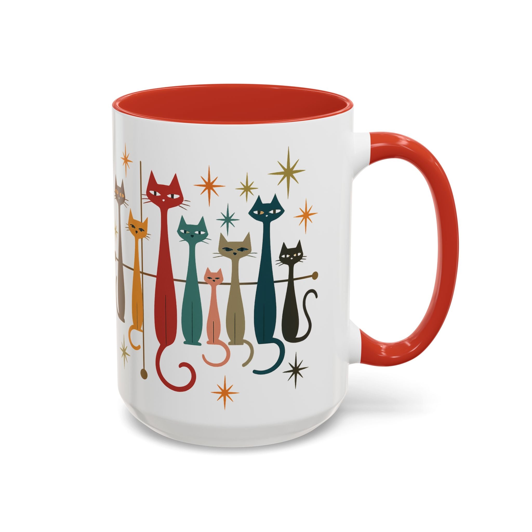 Retro Mid-Century Cats 1950s 1960s Accent Coffee Mug | 11oz 15oz