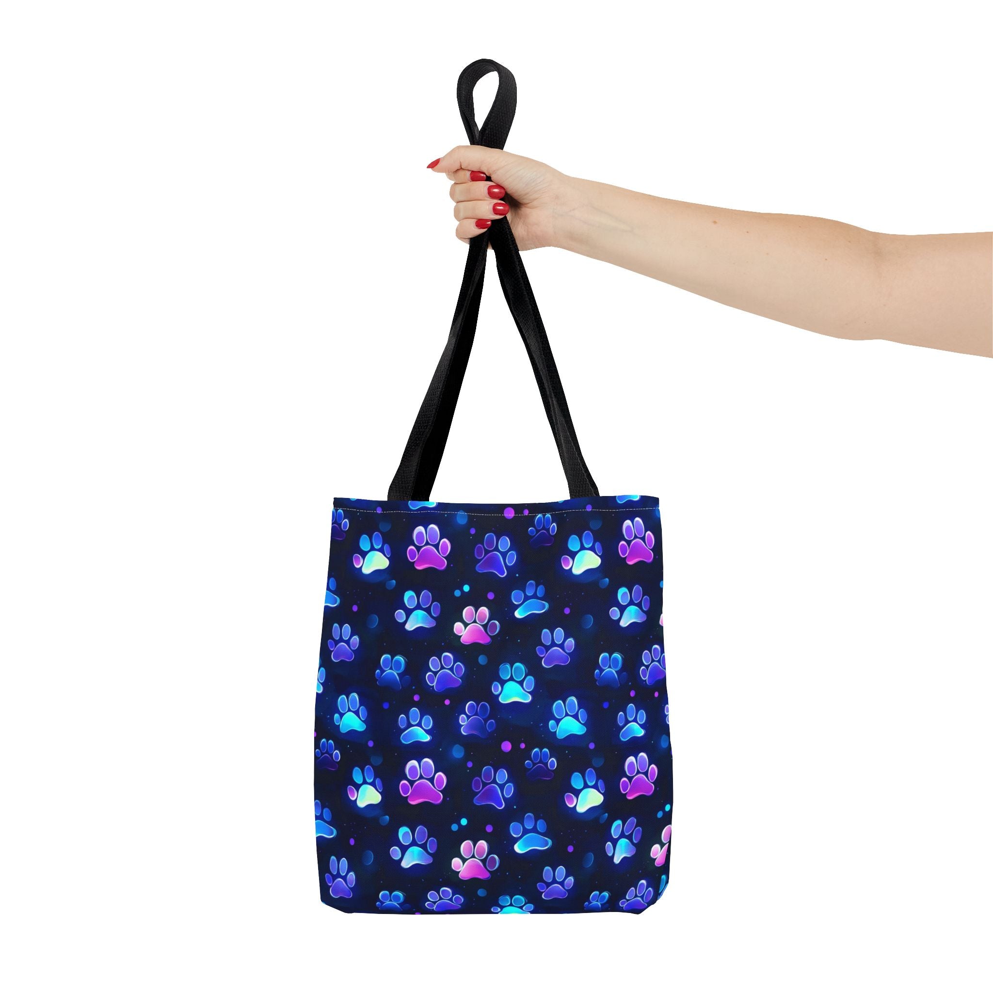 Neon Paw Print Tote | Colorful Cat Dog Paw Pattern All Over Print