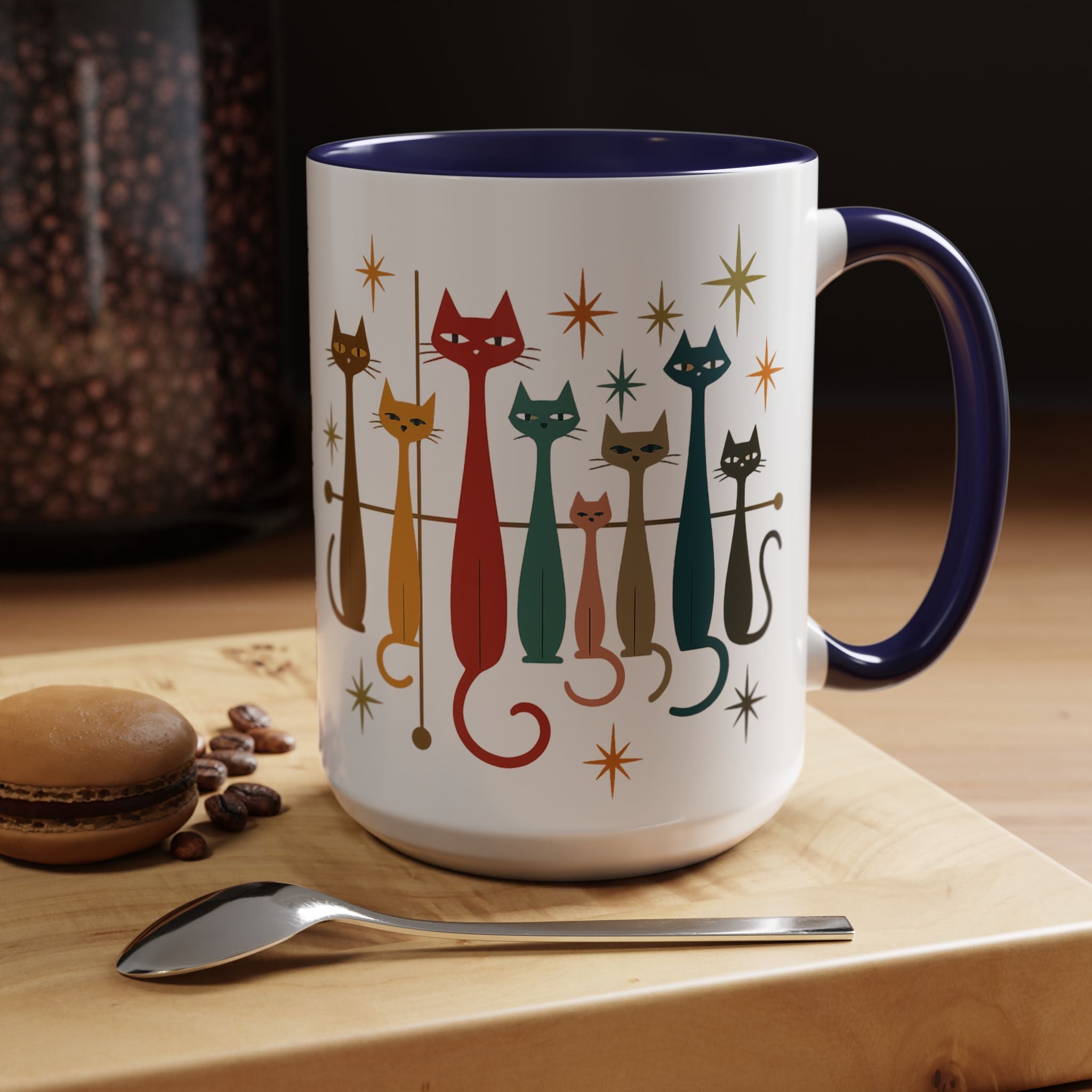 Retro Mid-Century Cats 1950s 1960s Accent Coffee Mug | 11oz 15oz