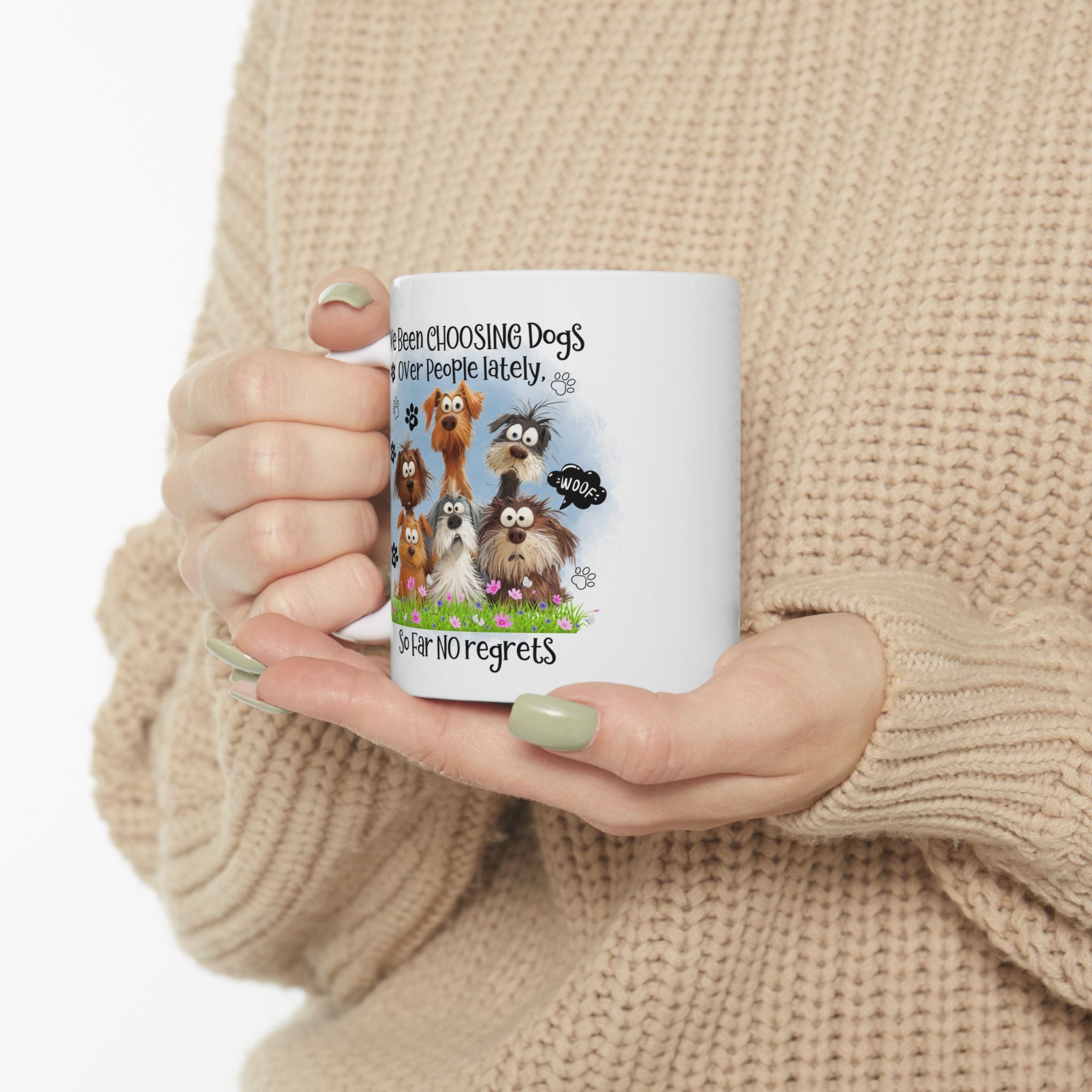 I've Been Owned by Dogs Mug | Cute Paw Print Dog Stack Ceramic Mug