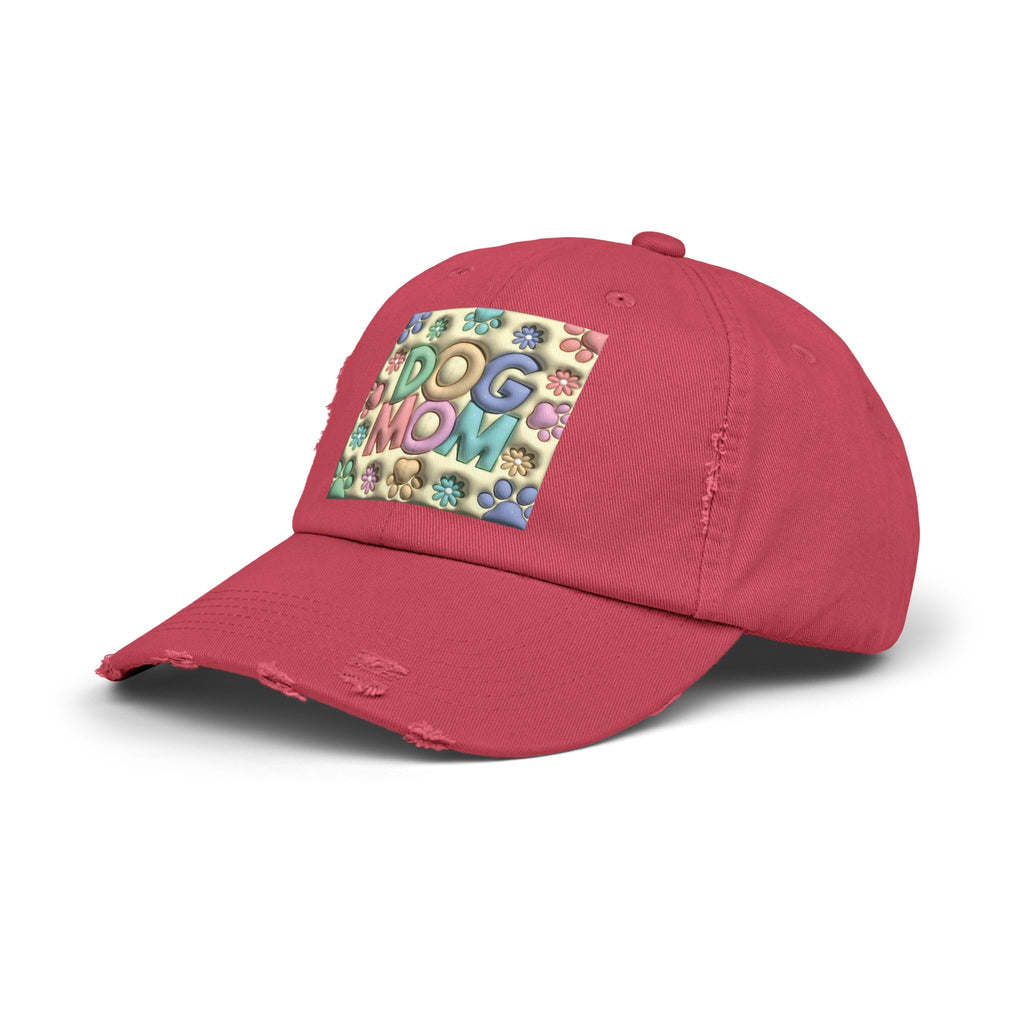 Dog Mom pastel paw print Hat | Distressed Dad Cap