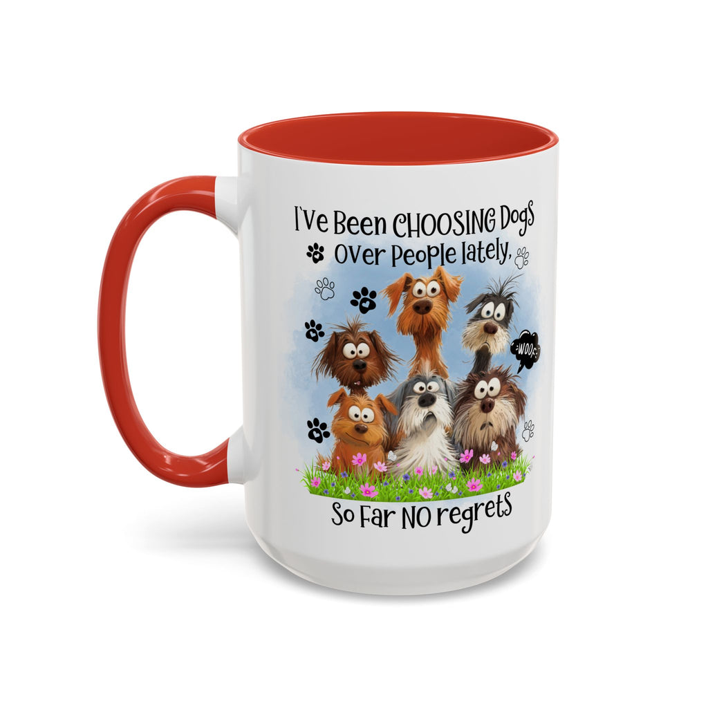Choosing Dogs Over People Mug | Funny Cute Cartoon Dogs, 11oz 15oz Accent Coffee Mug