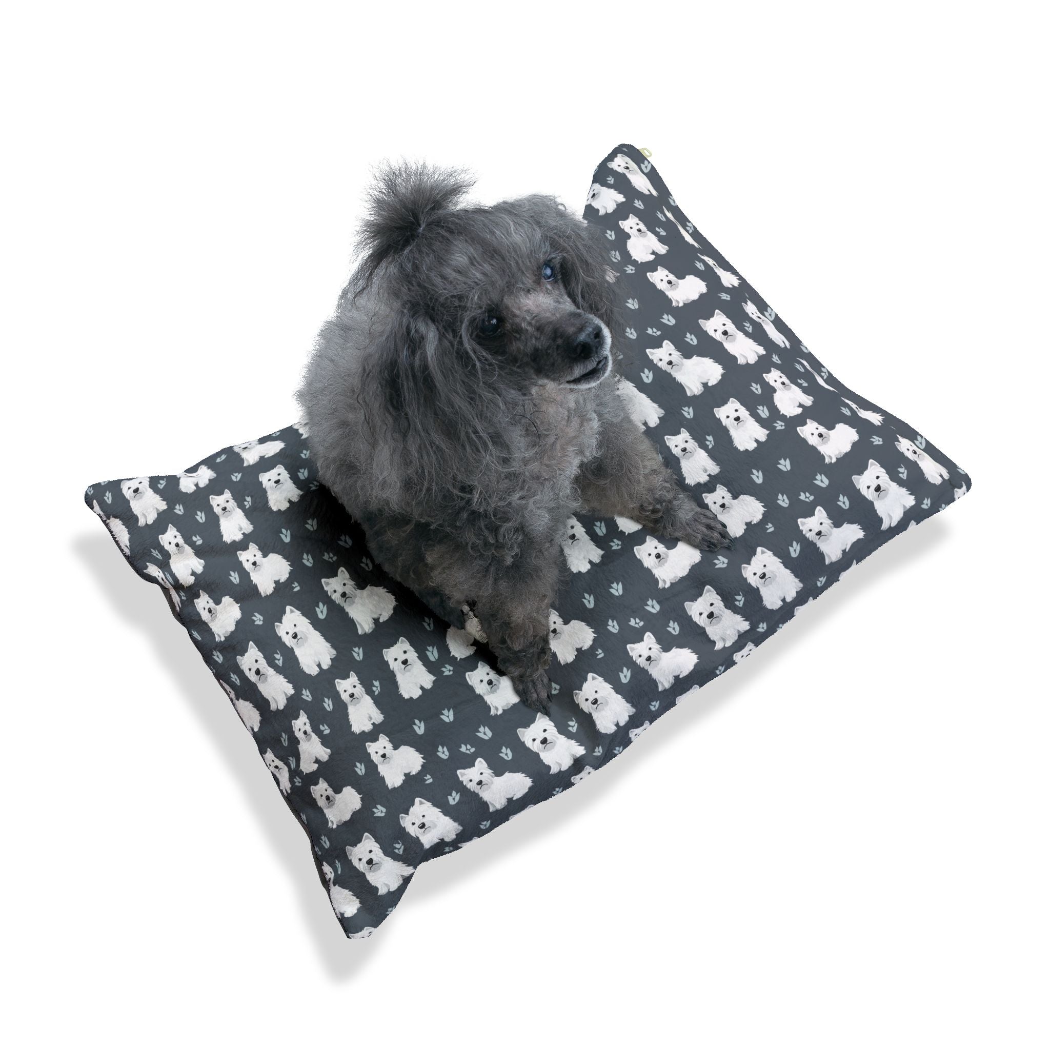 Westie Pattern Pet Bed | White West Highland Terrier Repeat Design