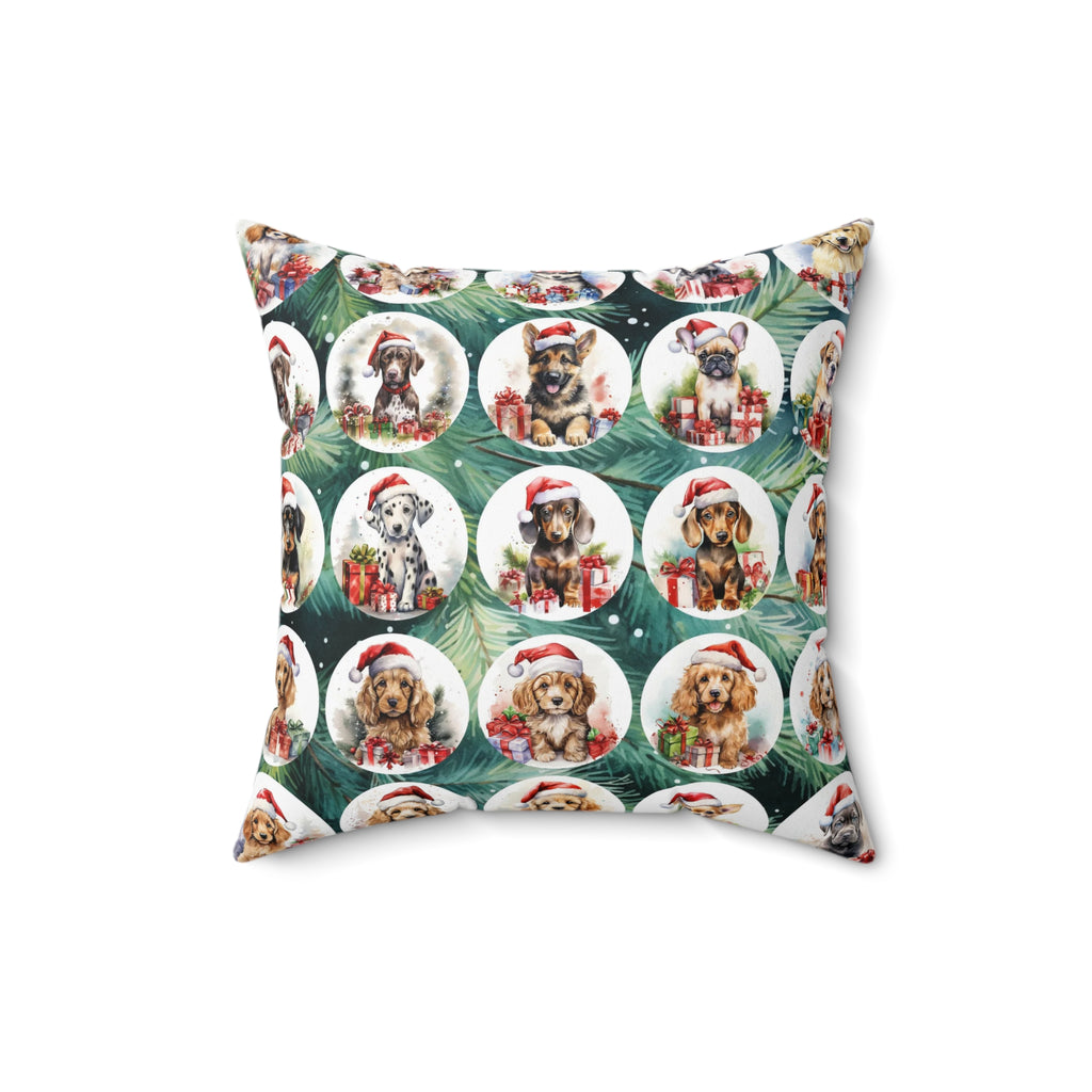 Christmas Puppy Ornaments pillow | Square Pillow, Holiday Dogs Pattern