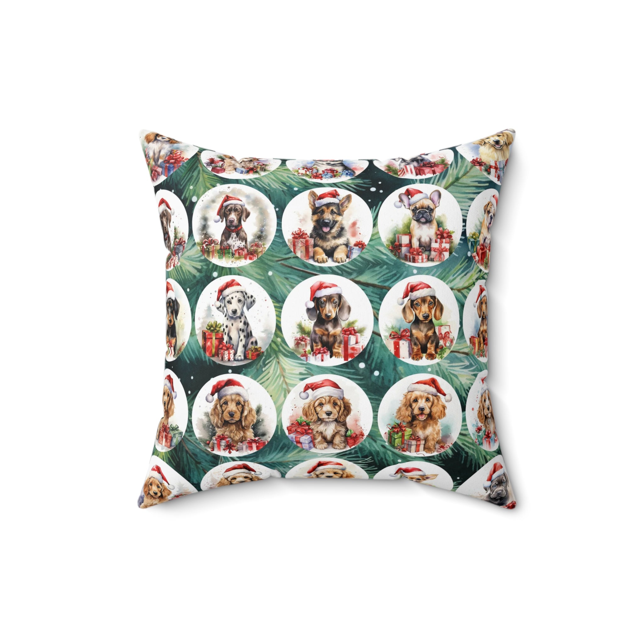 Christmas Puppy Ornaments pillow | Square Pillow, Holiday Dogs Pattern