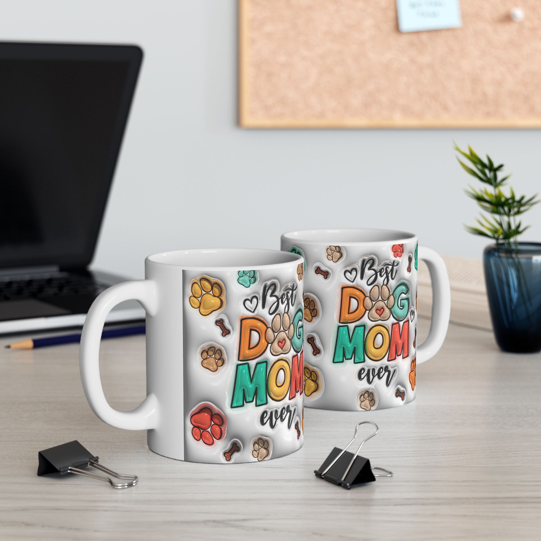 Best Dog Mom mug | Paw Print Pattern Ceramic Mug, 11oz or 15oz