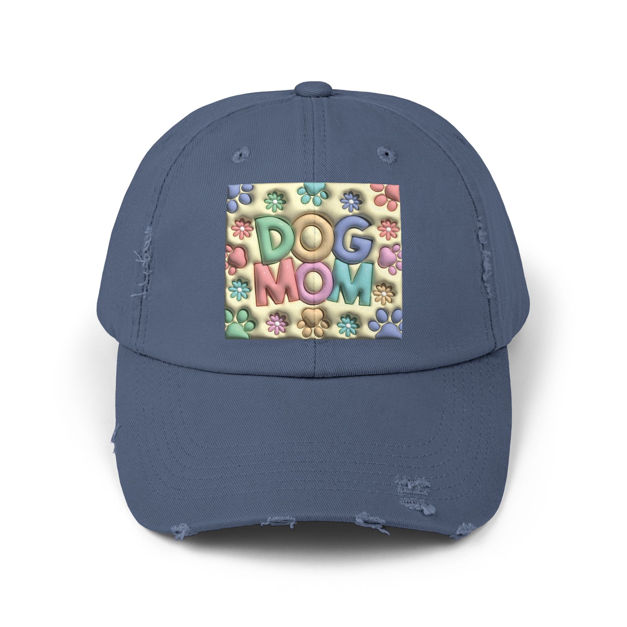 Dog Mom pastel paw print Hat | Distressed Dad Cap