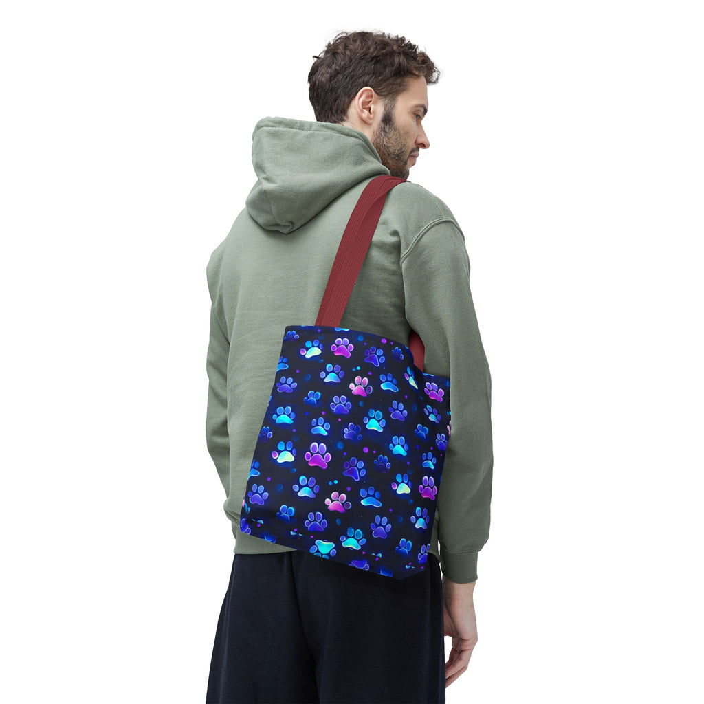 Neon Paw Print Tote | Colorful Cat Dog Paw Pattern All Over Print