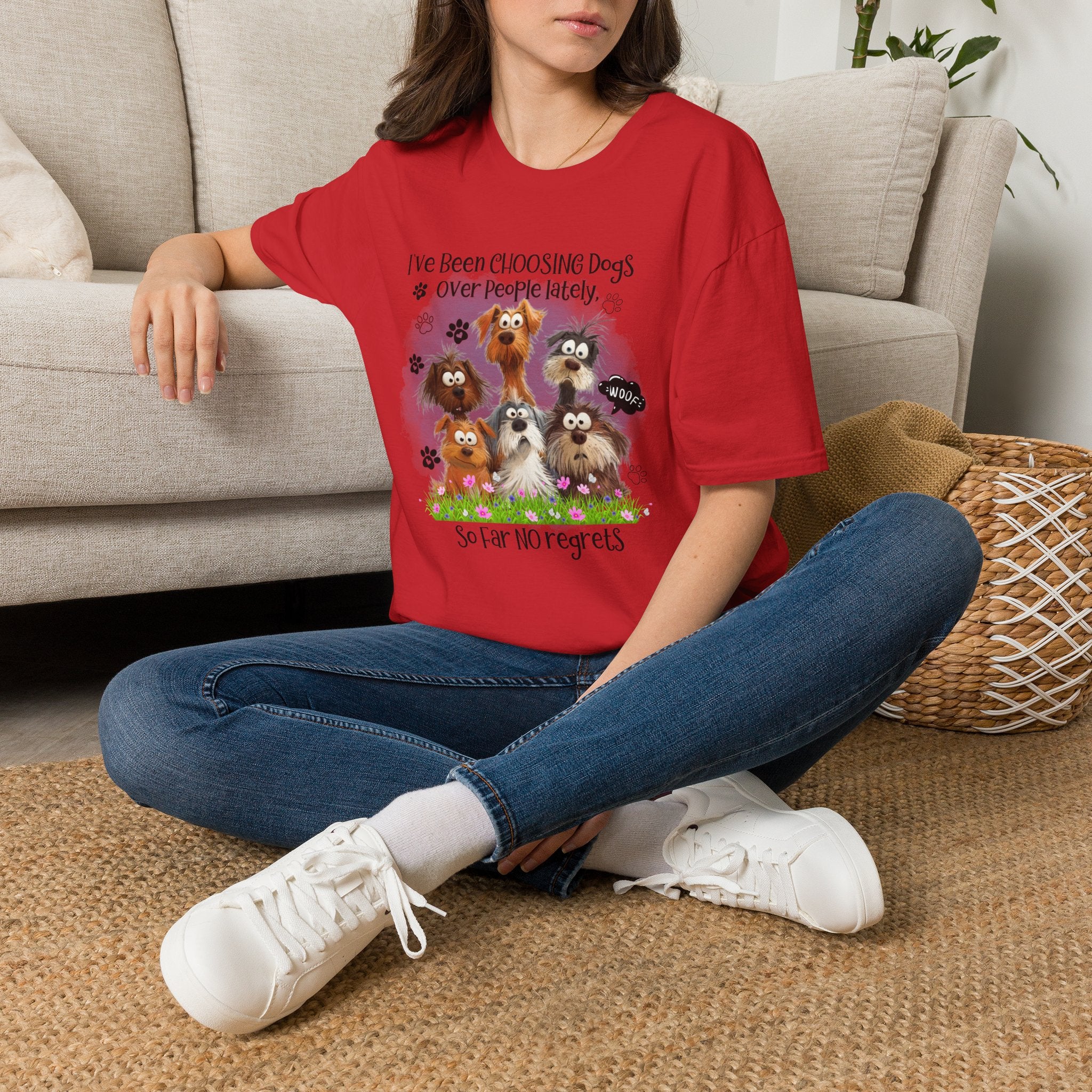 Choosing Dogs Over People T-Shirt | Cute Cartoon Dogs, Paw Print Design