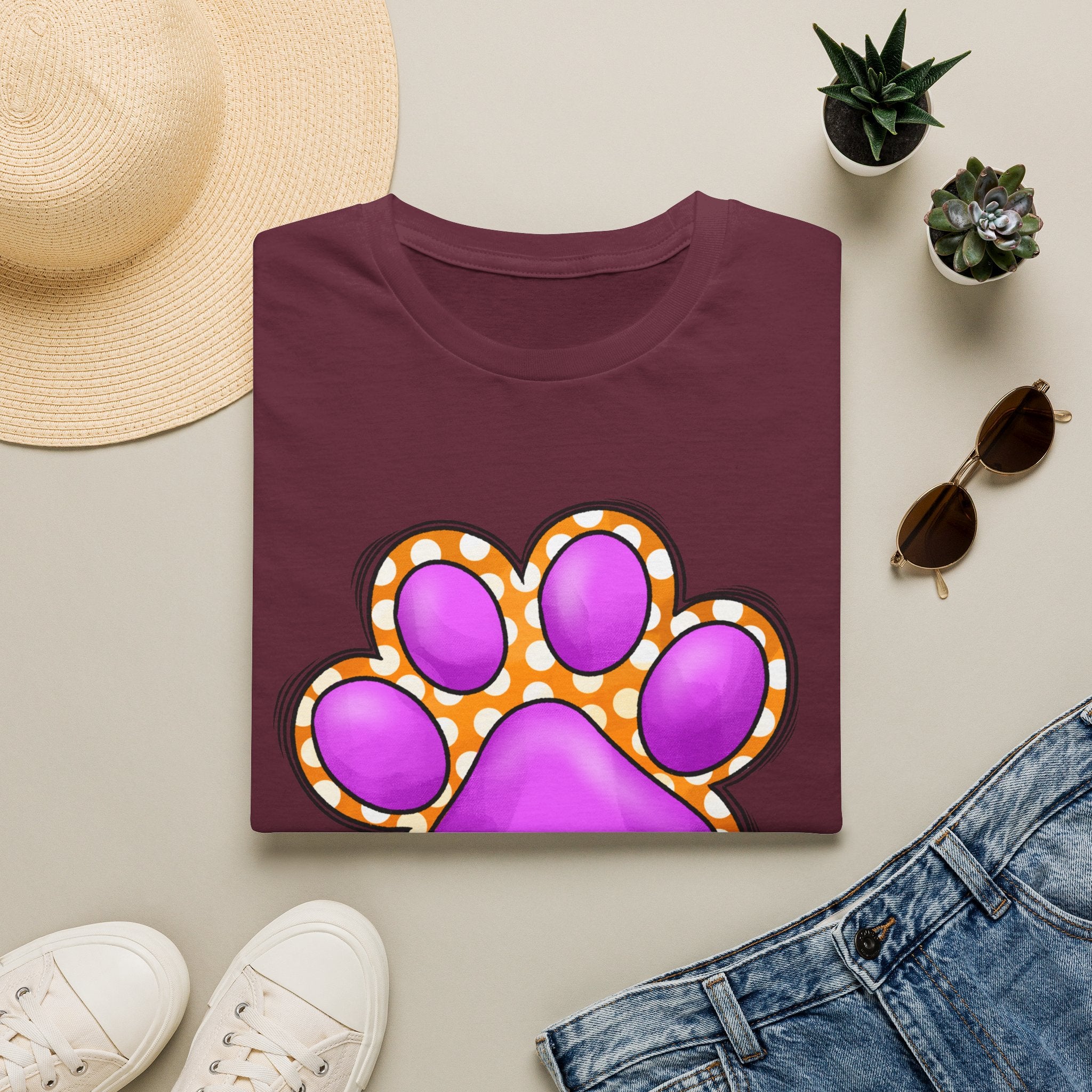 Pink Paw Print T-Shirt | Cute Animal Paw Graphic Tee