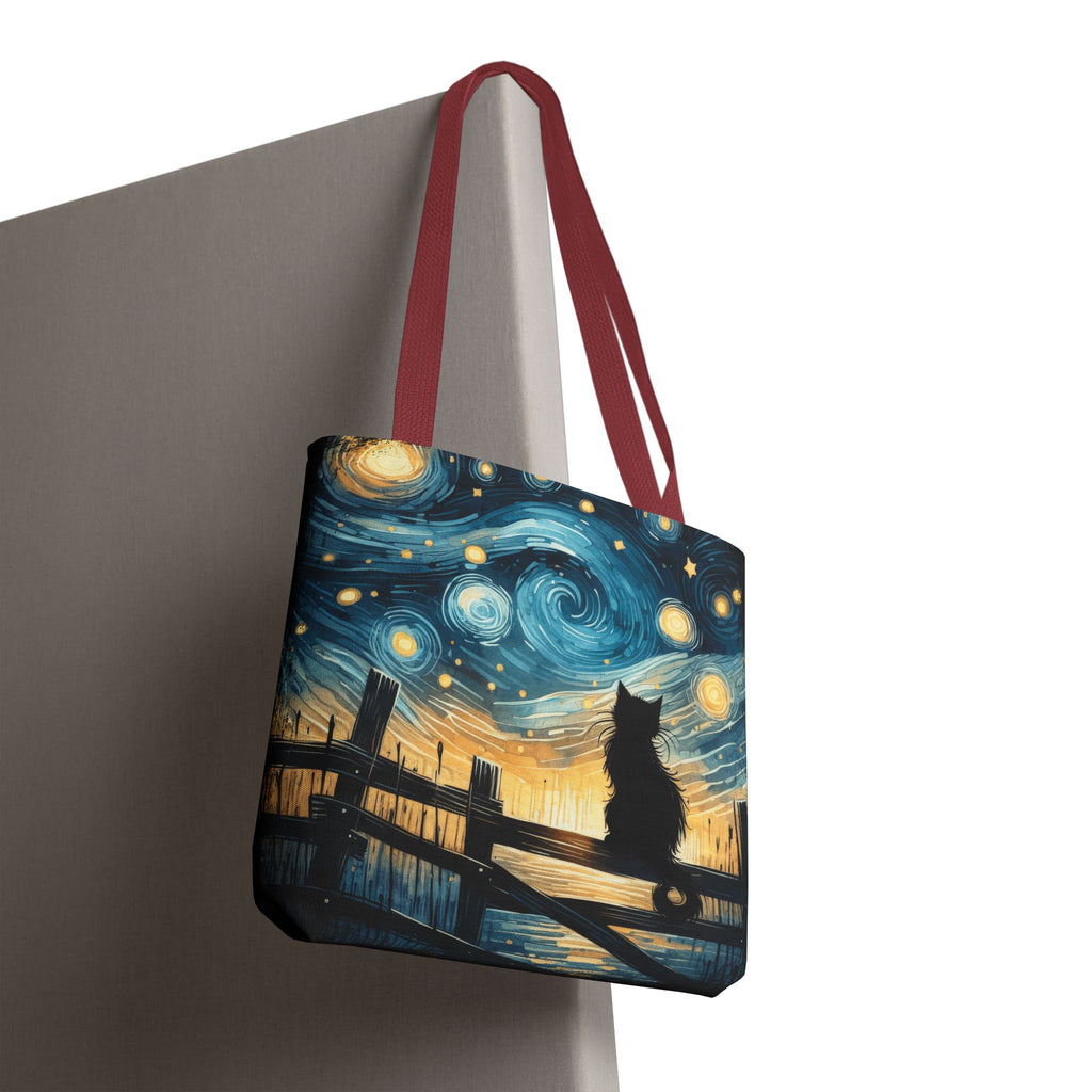 Starry Night Cat Tote | Van Gogh Inspired Swirling Sky Bag