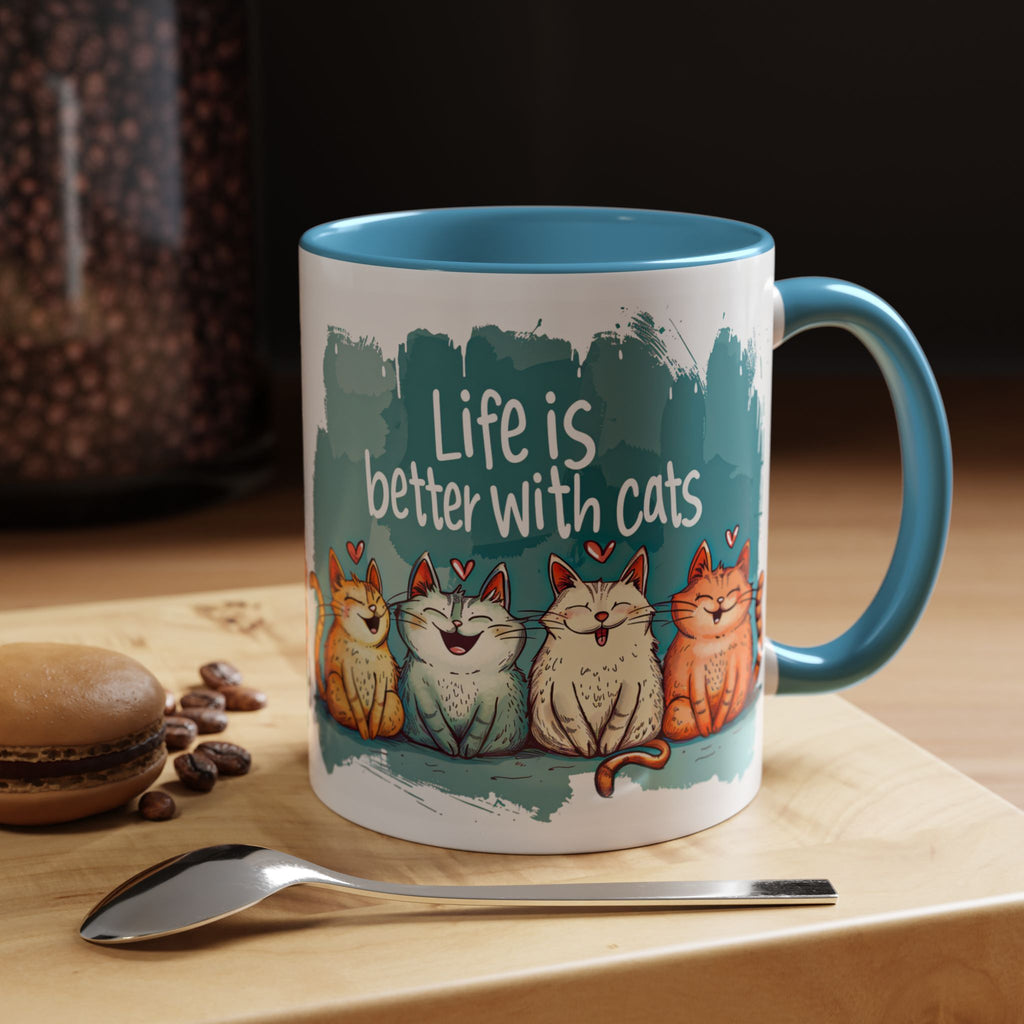Life Is Better With Cats Coffee Mug | Accent Two-Tone Mug