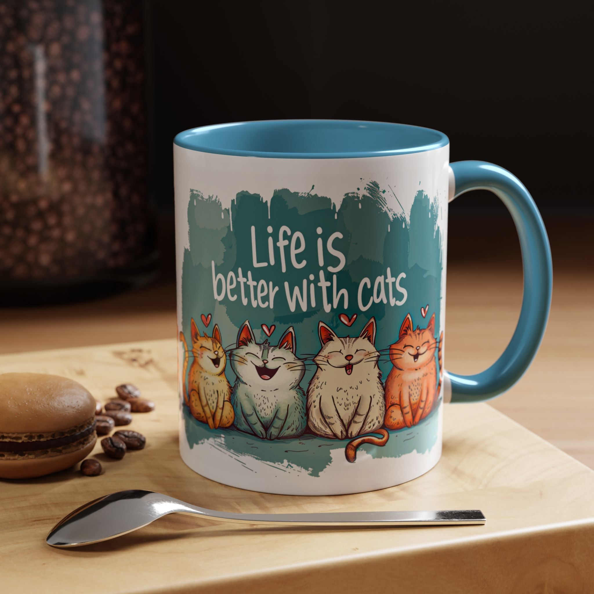 Life Is Better With Cats Coffee Mug | Accent Two-Tone Mug
