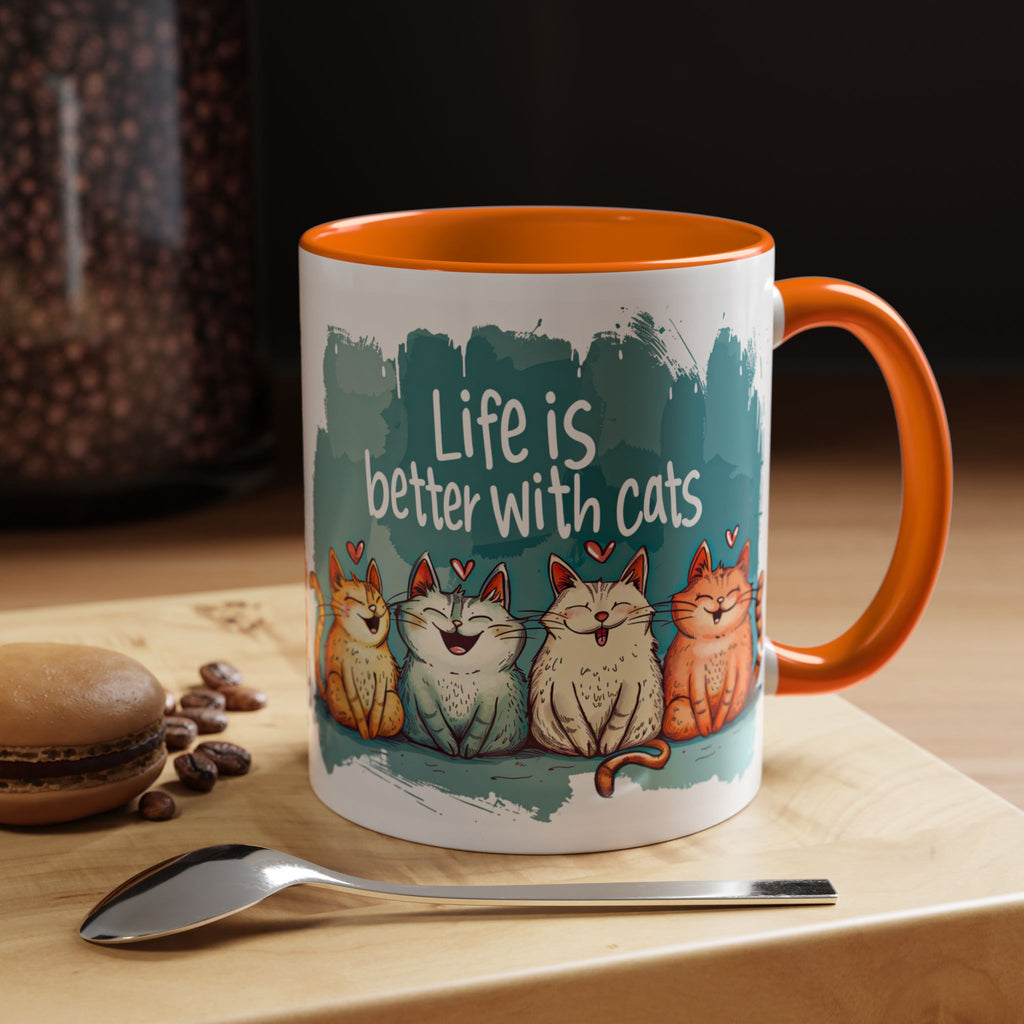 Life Is Better With Cats Coffee Mug | Accent Two-Tone Mug