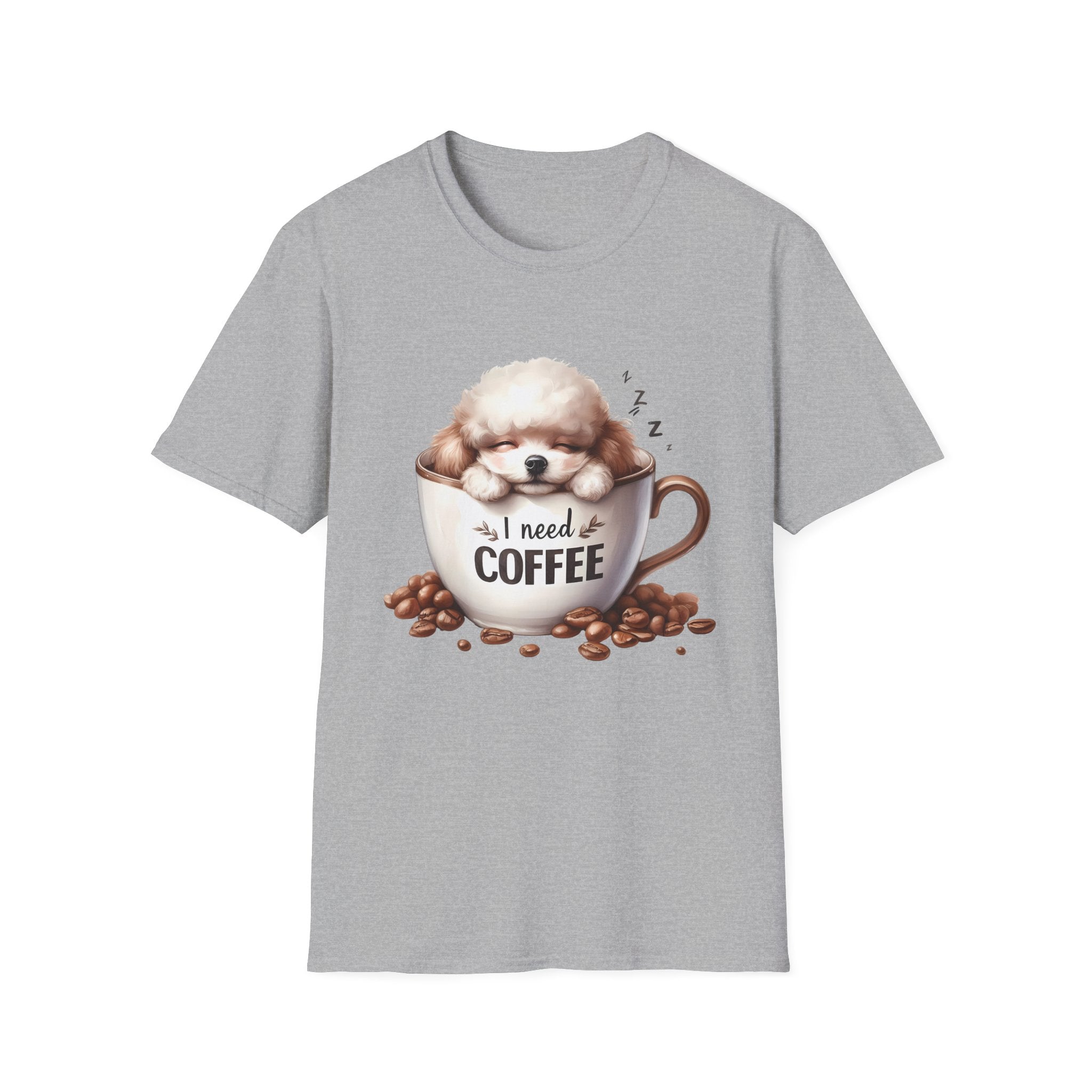 Sleeping Puppy in Coffee Cup T-Shirt | I Need Coffee Dog Design
