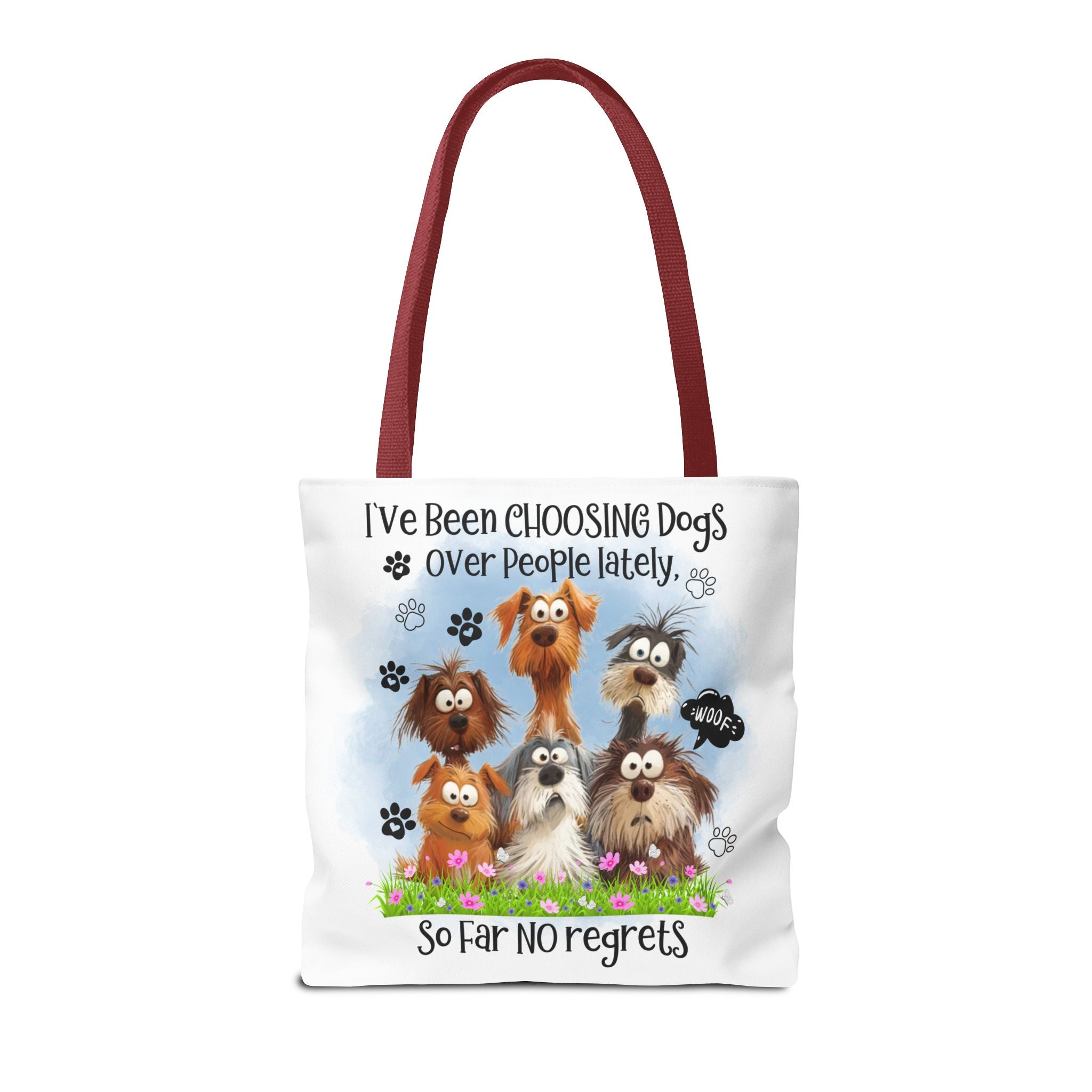 Choosing Dogs Over People Tote Bag | Cute Cartoon Dogs, Paw Print Design