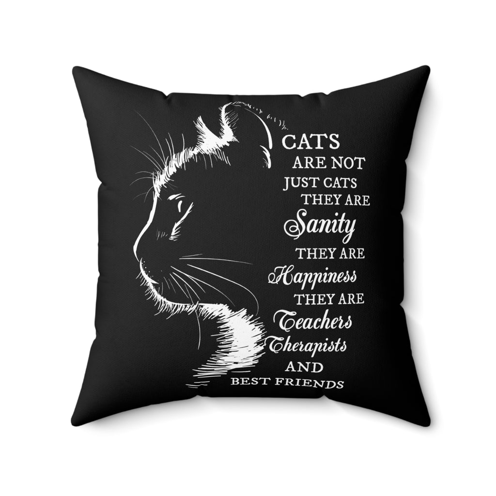 Black Cat Silhouette Pillow | Cat Quote Throw Pillow, Square Polyester Pillow