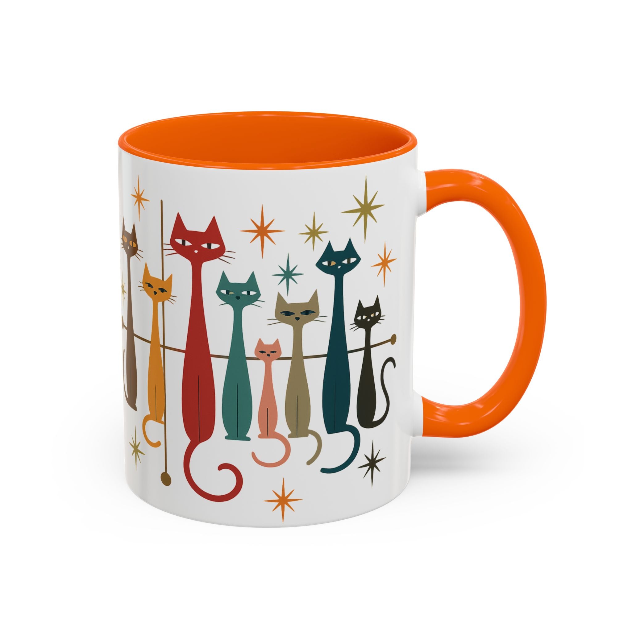 Retro Mid-Century Cats 1950s 1960s Accent Coffee Mug | 11oz 15oz