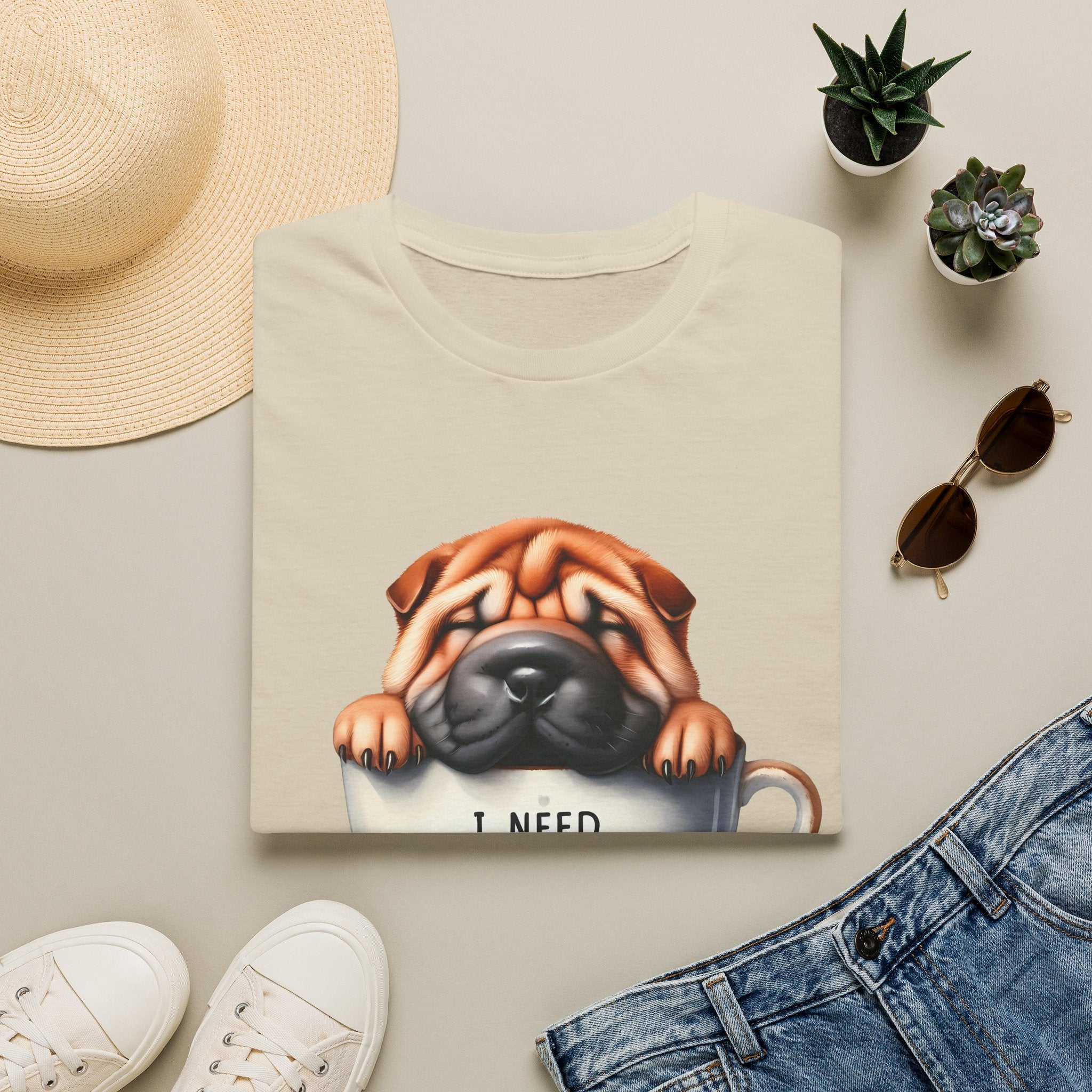 Pug in Coffee Cup T-Shirt | I Need Coffee Puppy Tee
