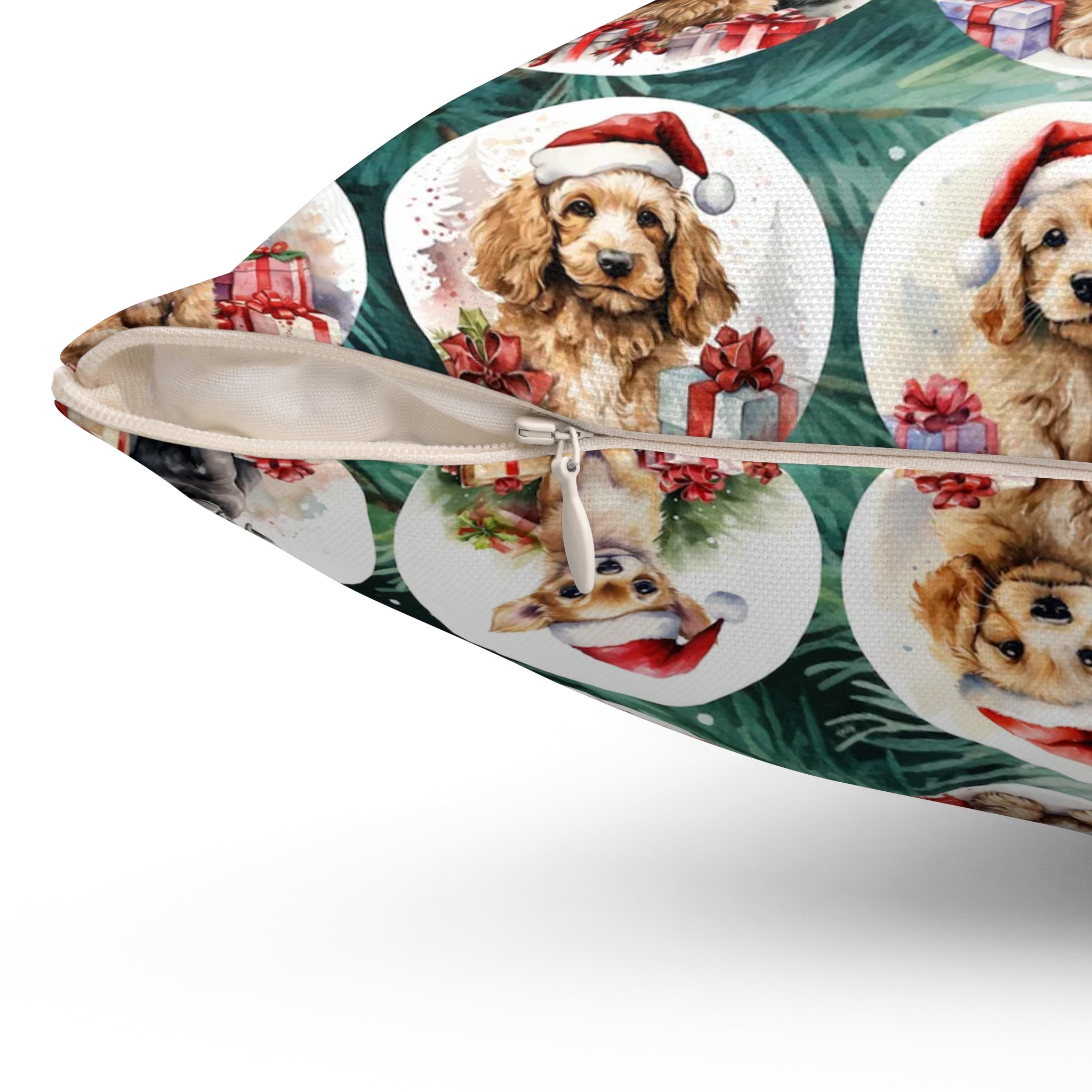 Christmas Puppy Ornaments pillow | Square Pillow, Holiday Dogs Pattern