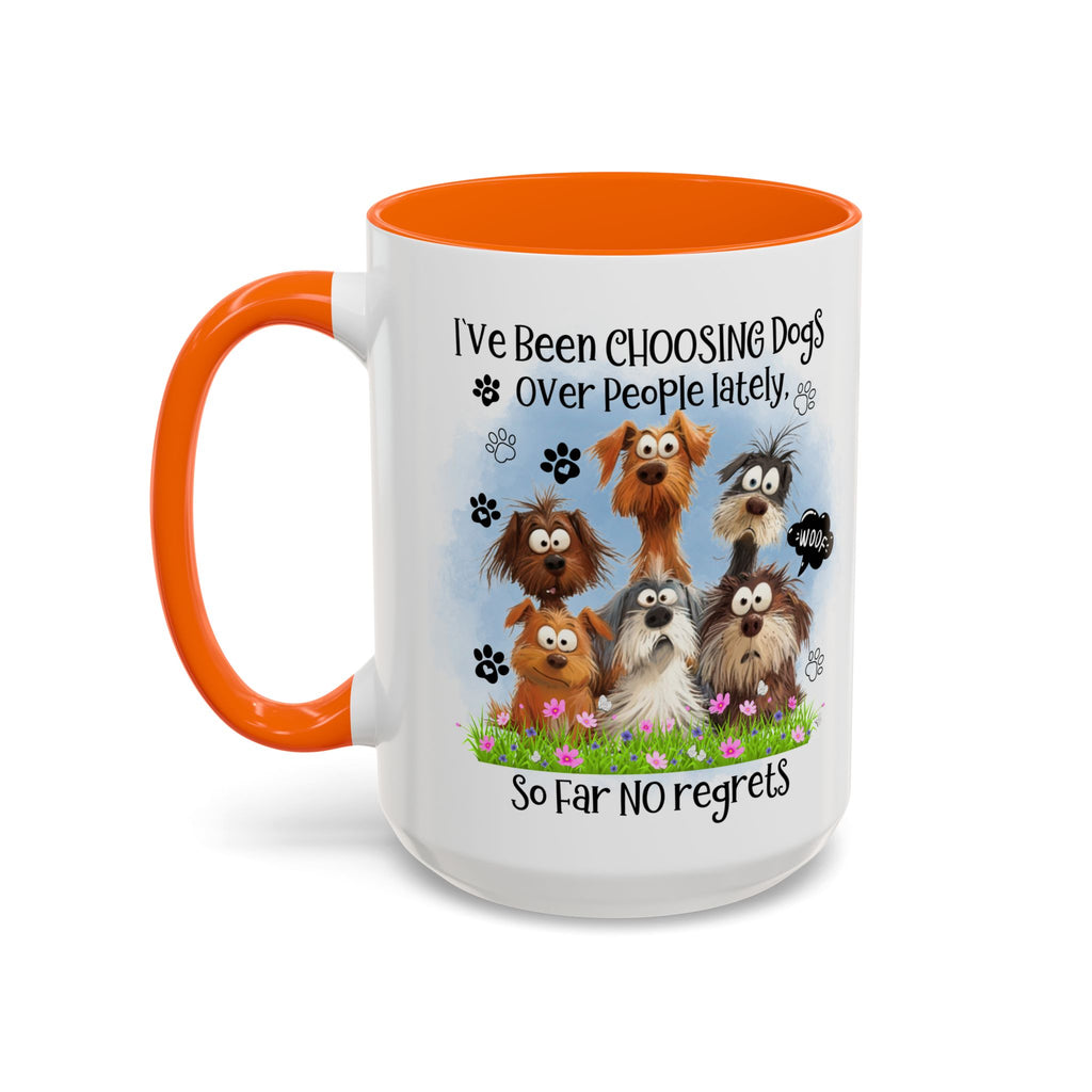 Choosing Dogs Over People Mug | Funny Cute Cartoon Dogs, 11oz 15oz Accent Coffee Mug