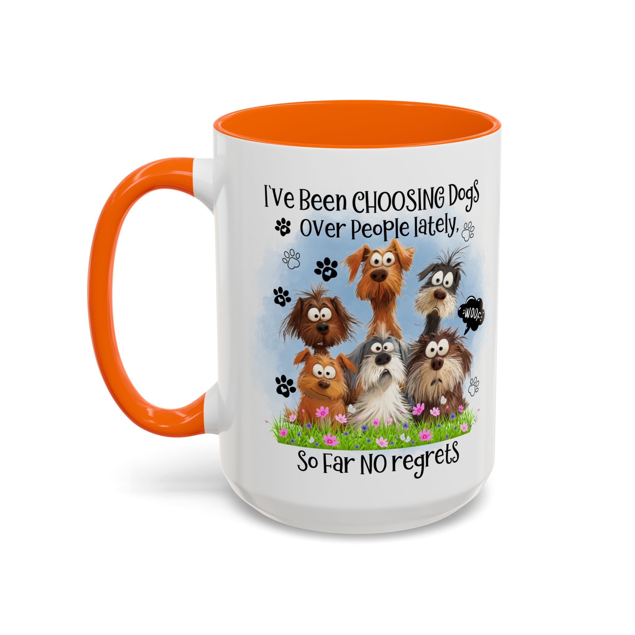 Choosing Dogs Over People Mug | Funny Cute Cartoon Dogs, 11oz 15oz Accent Coffee Mug