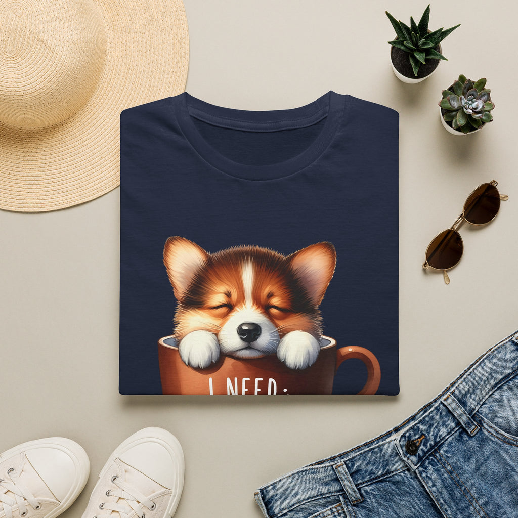 Sleeping Puppy in Coffee Cup T-Shirt | I Need Coffee, Cute Corgi Mug