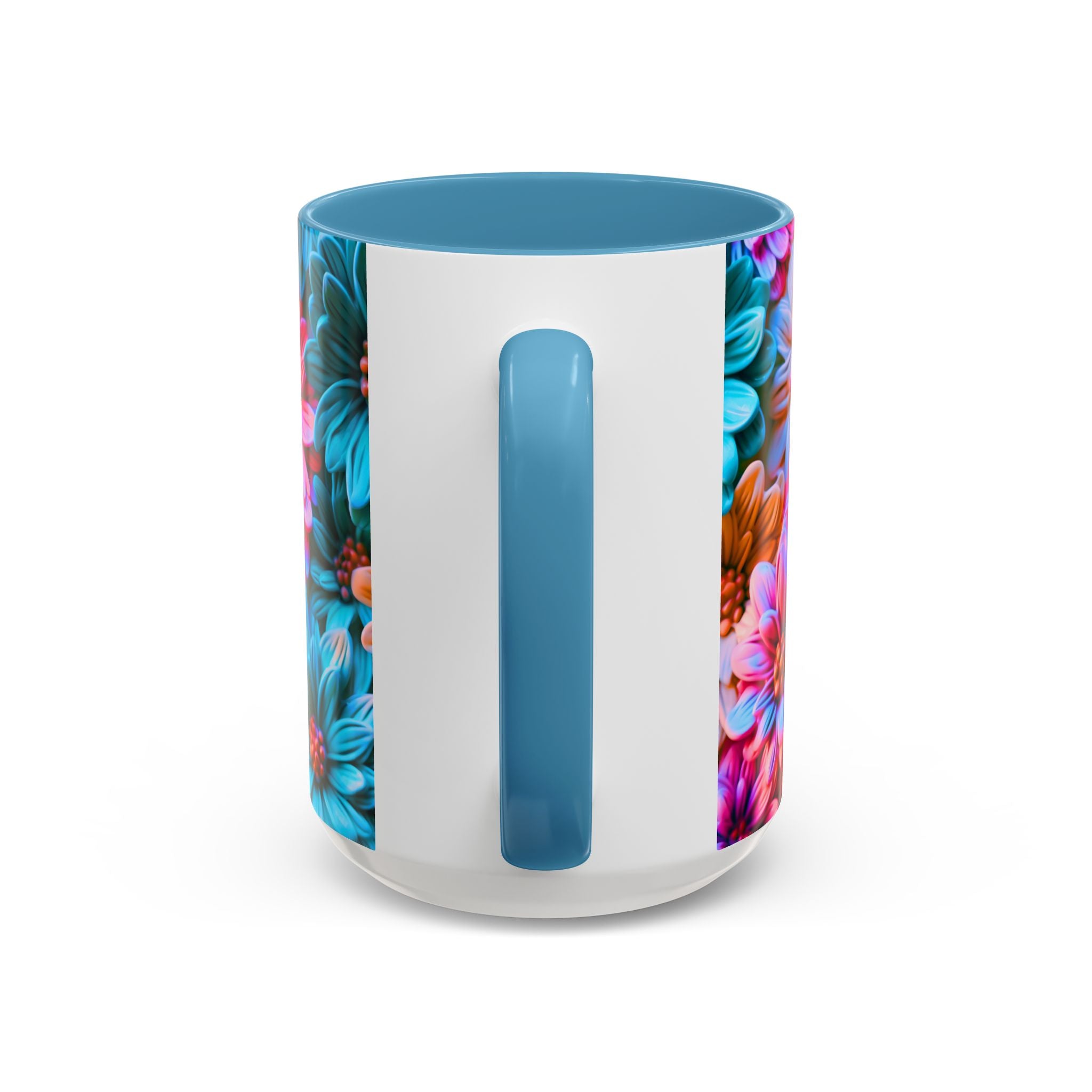 Vibrant Dahlia Floral Accent Mug | 11oz 15oz Ceramic Coffee Mug