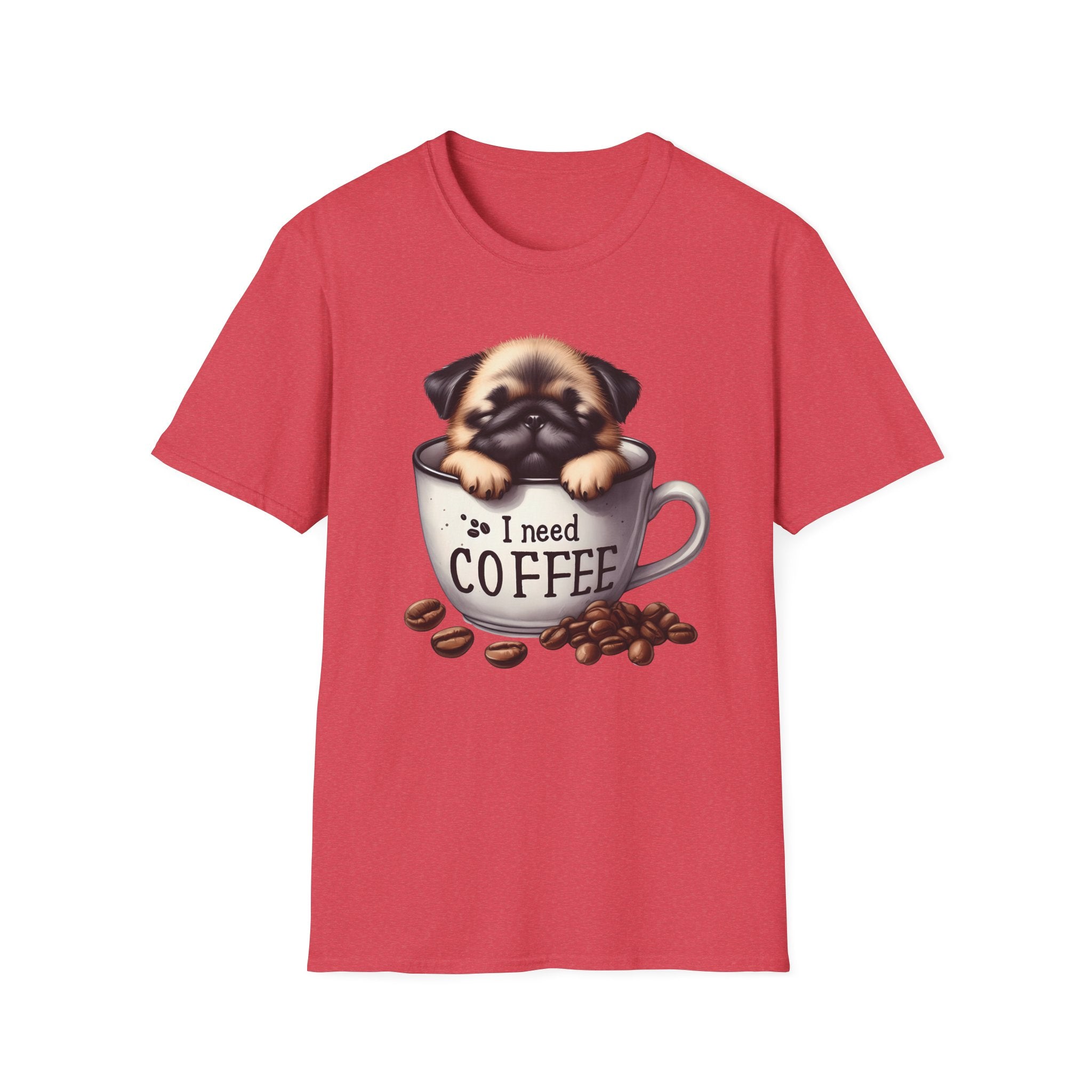 Puppy in Coffee Cup I Need Coffee T-Shirt | Cute Pug Coffee Tee