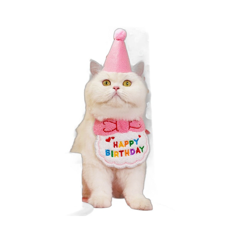 Pet birthday drool scarf cat bib scarf dog cat hat