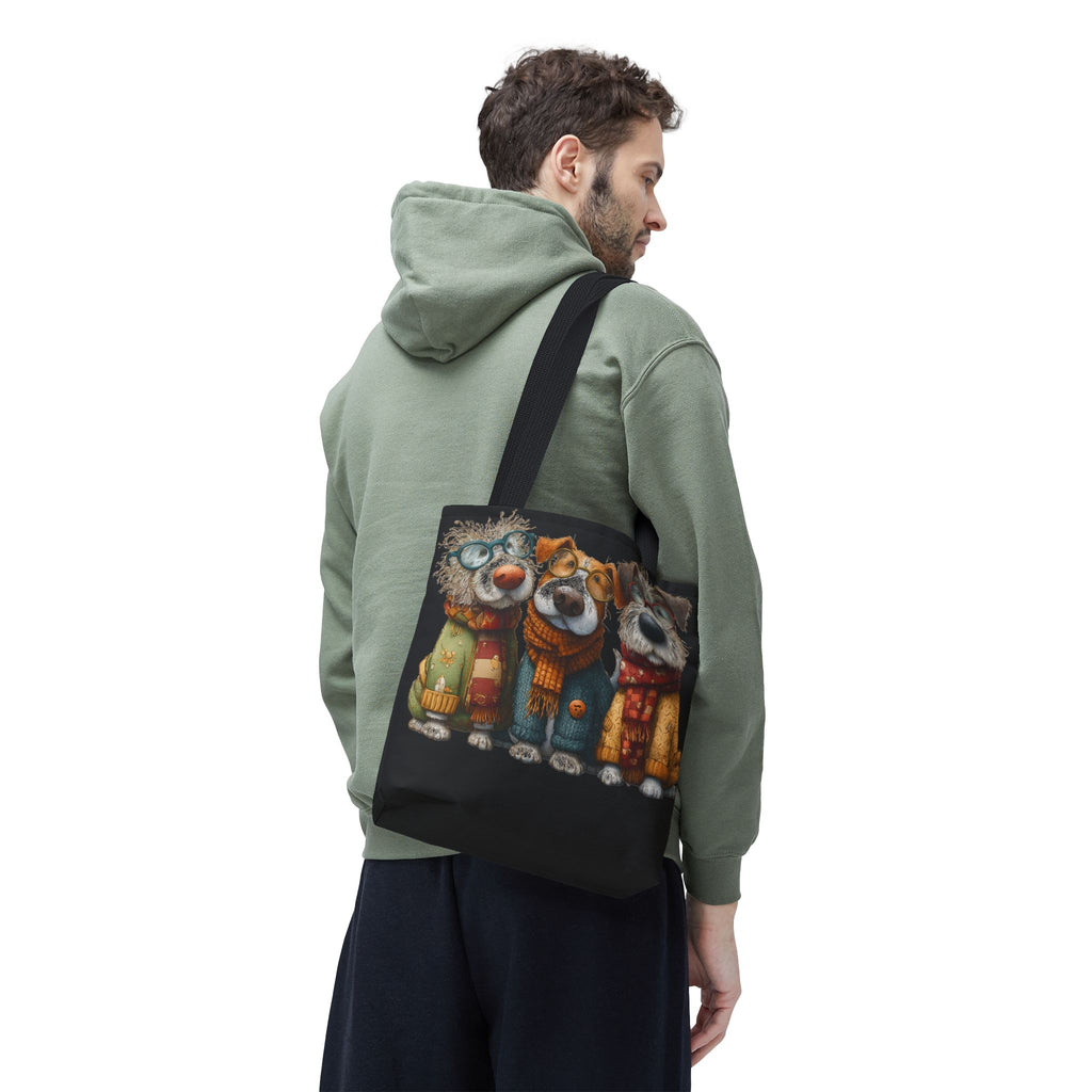 Three Cozy Dogs Tote Bag | Cute Winter Dogs Illustration