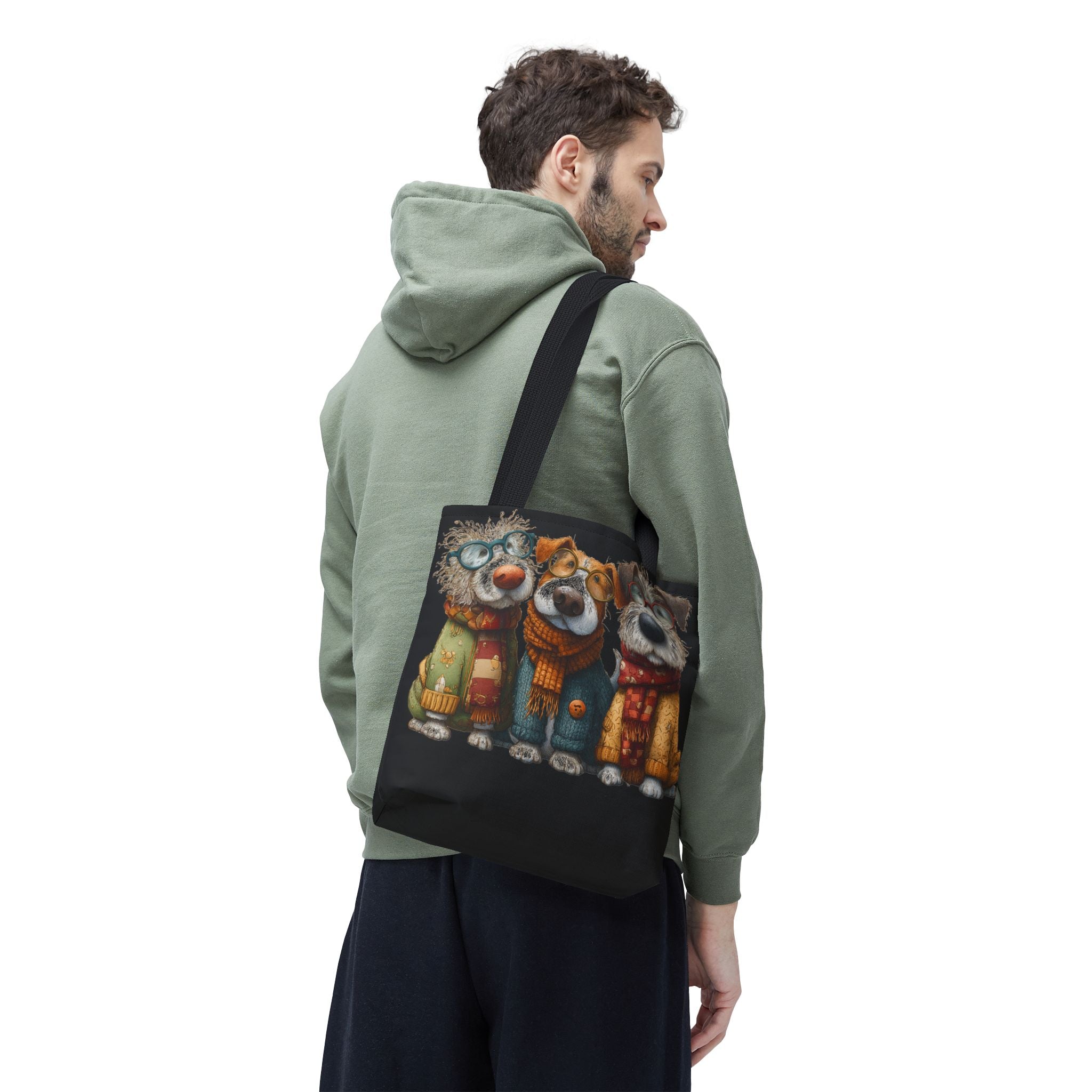 Three Cozy Dogs Tote Bag | Cute Winter Dogs Illustration