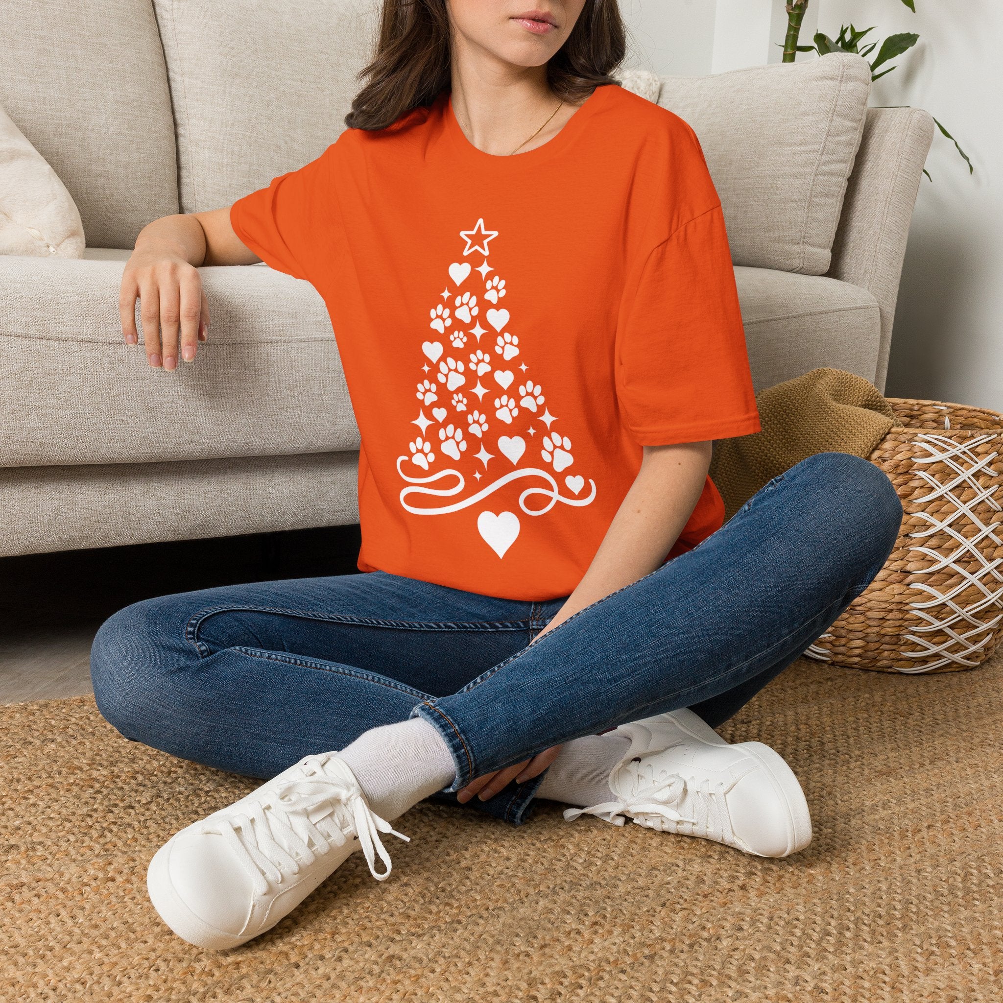 Paw Paw Print Christmas Tree T-Shirt | Dog Lover Holiday Tee