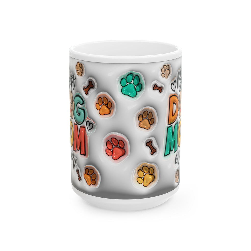Best Dog Mom mug | Paw Print Pattern Ceramic Mug, 11oz or 15oz