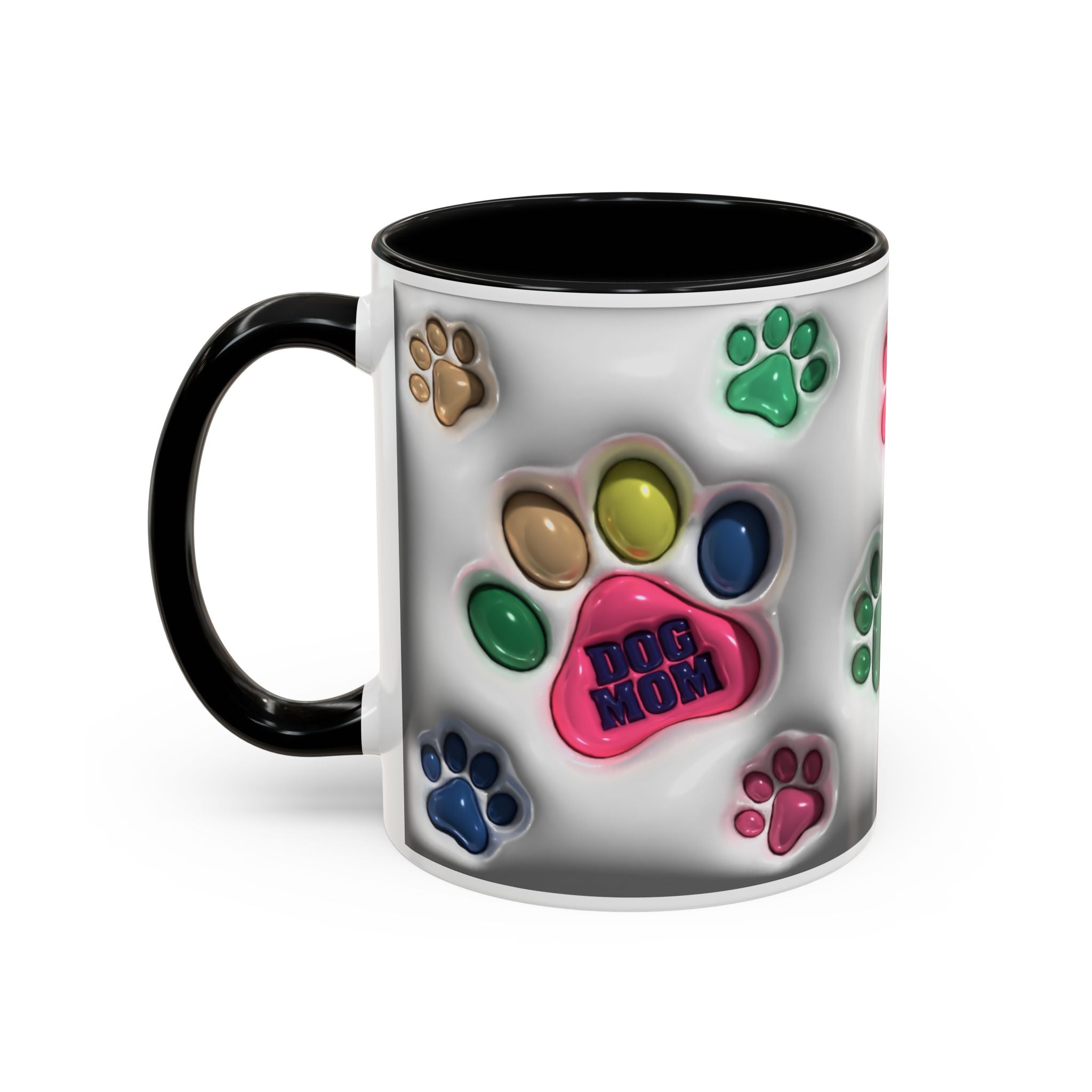 Colorful Paw Print Dog Mom Mug | Accent Coffee Mug