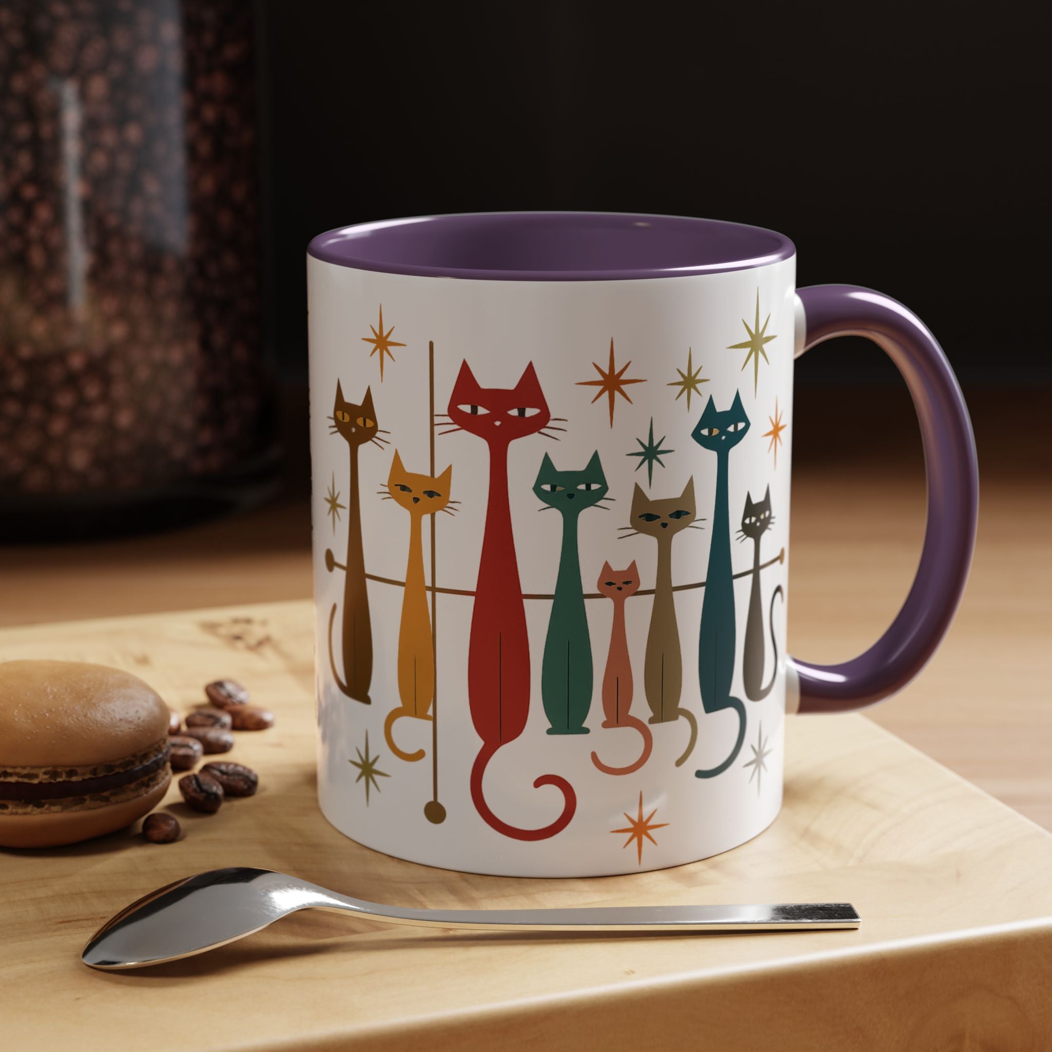 Retro Mid-Century Cats 1950s 1960s Accent Coffee Mug | 11oz 15oz