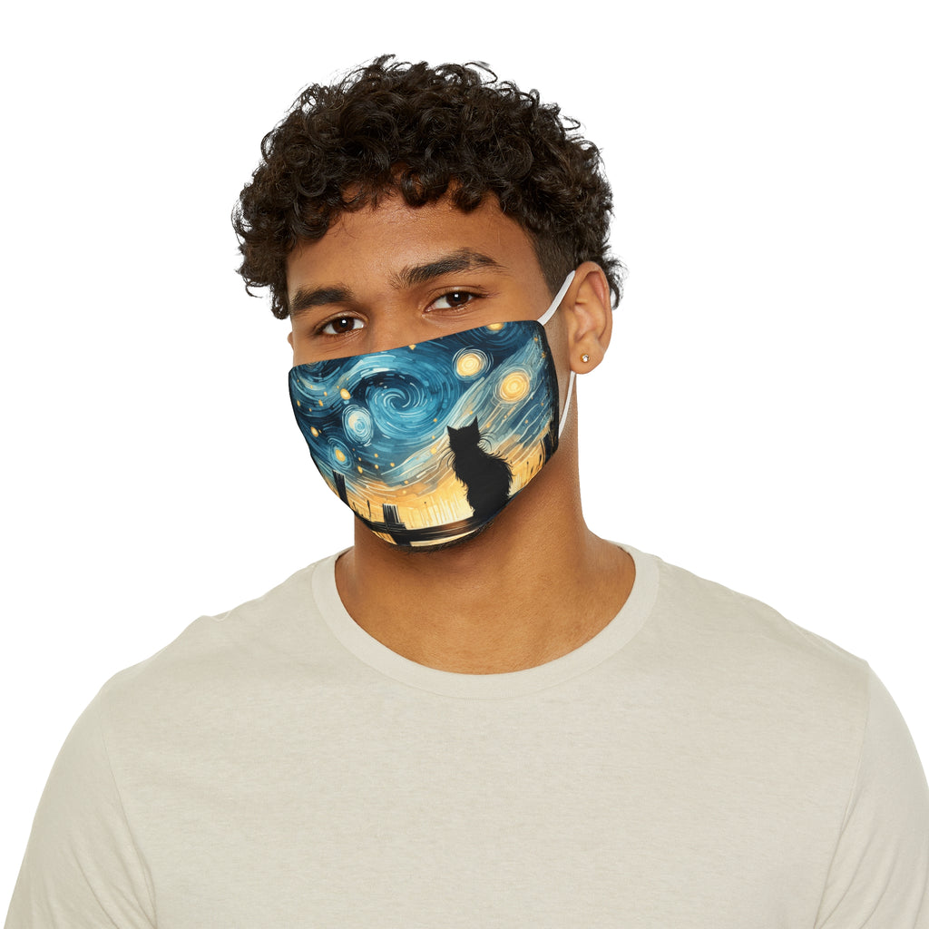 Starry Night Cat face mask | Van Gogh inspired night sky silhouette